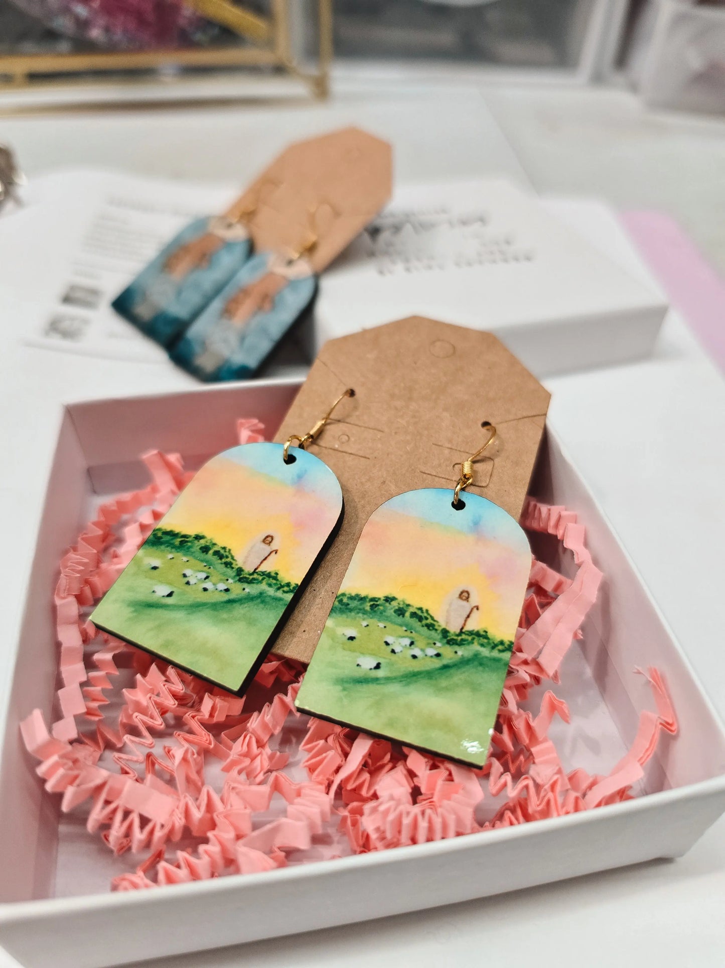 The Lord is My Shepherd. Artwork Earrings. Honey Bee Mine