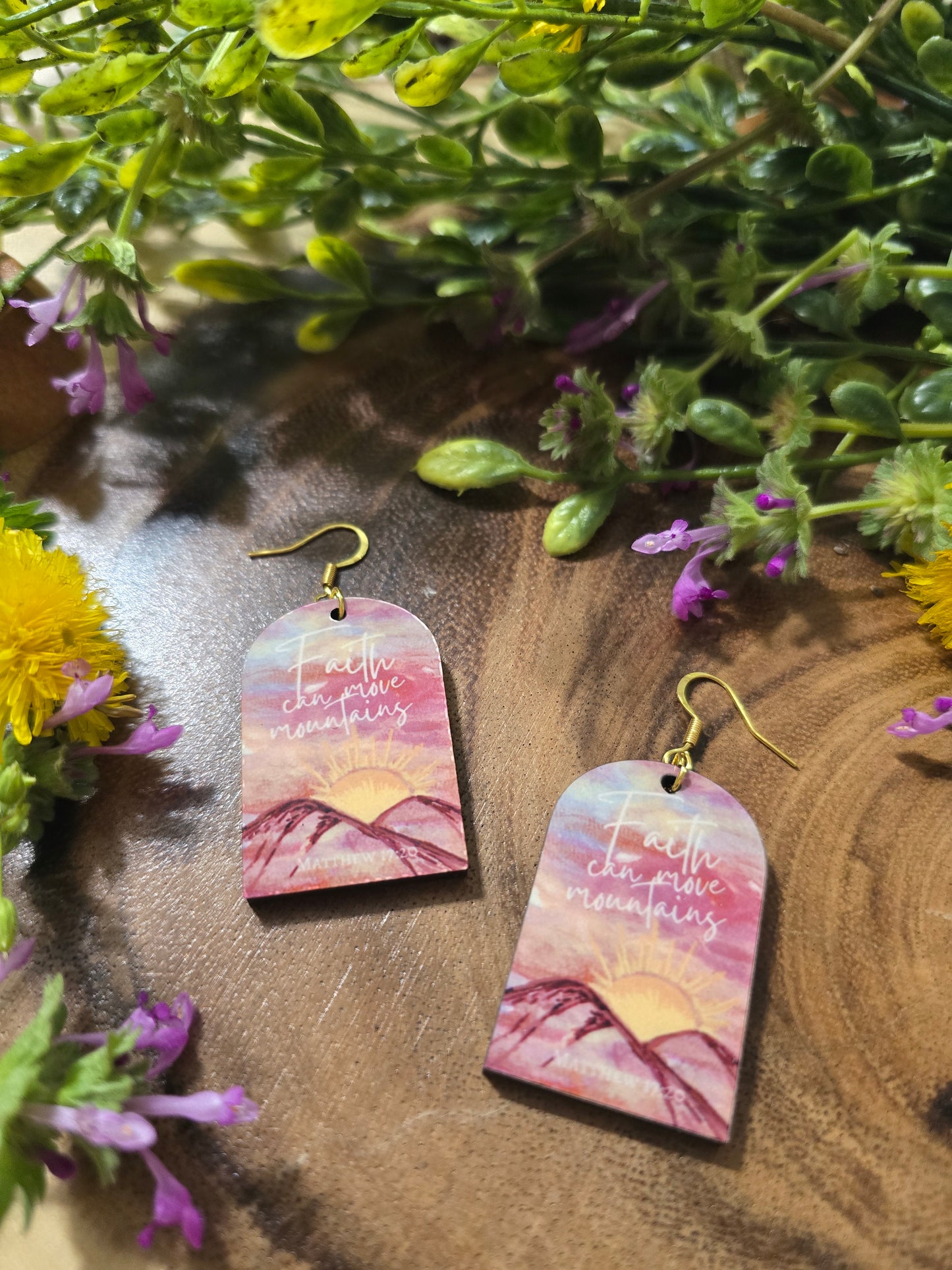 Faith Can Move Mountains. Artwork Earrings.