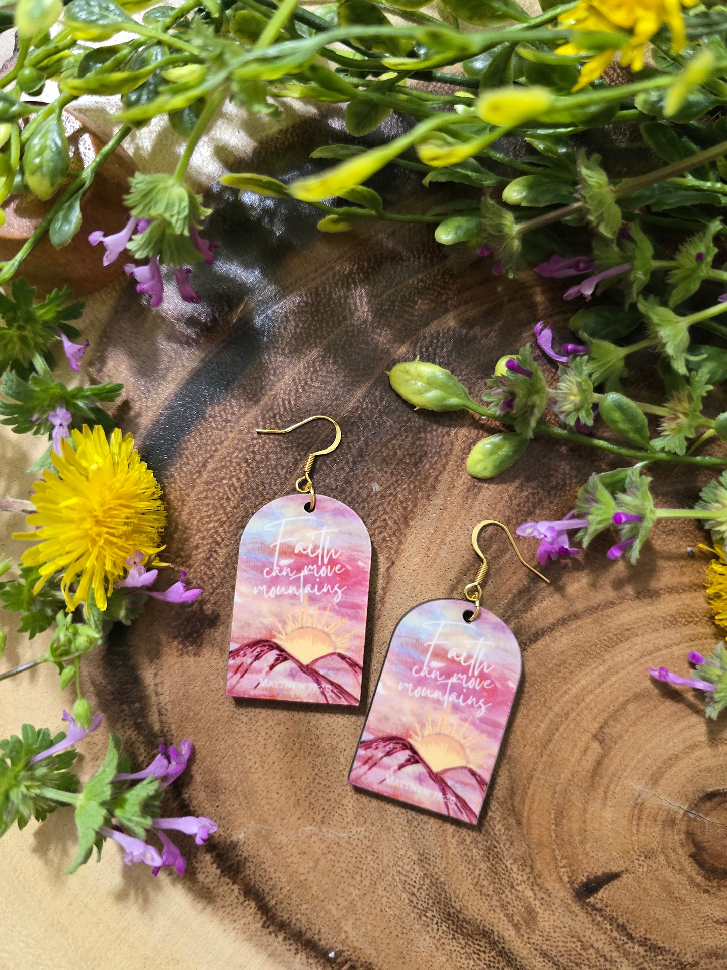 Faith Can Move Mountains. Artwork Earrings.