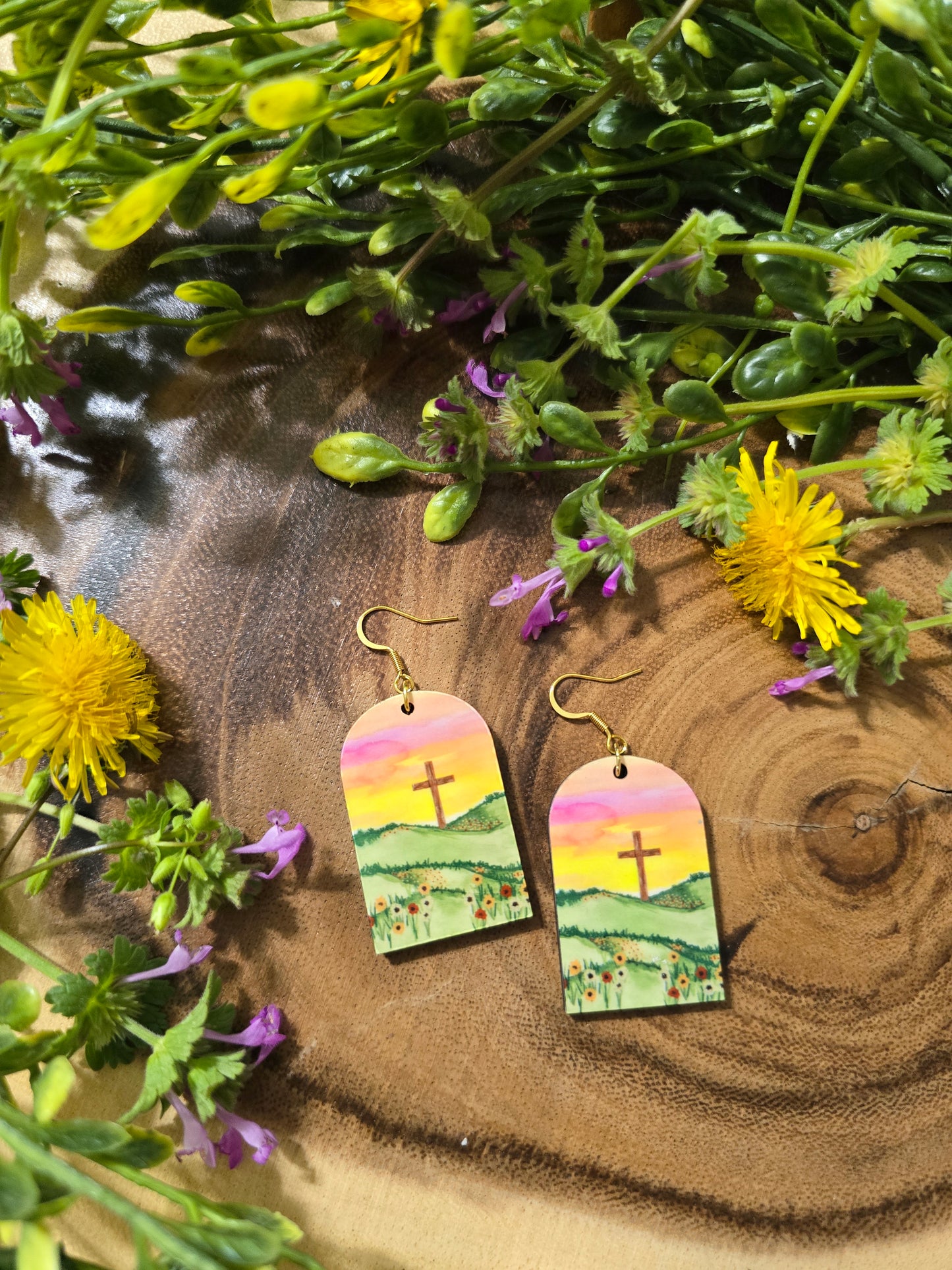 Flower Fields. Artwork Earrings.