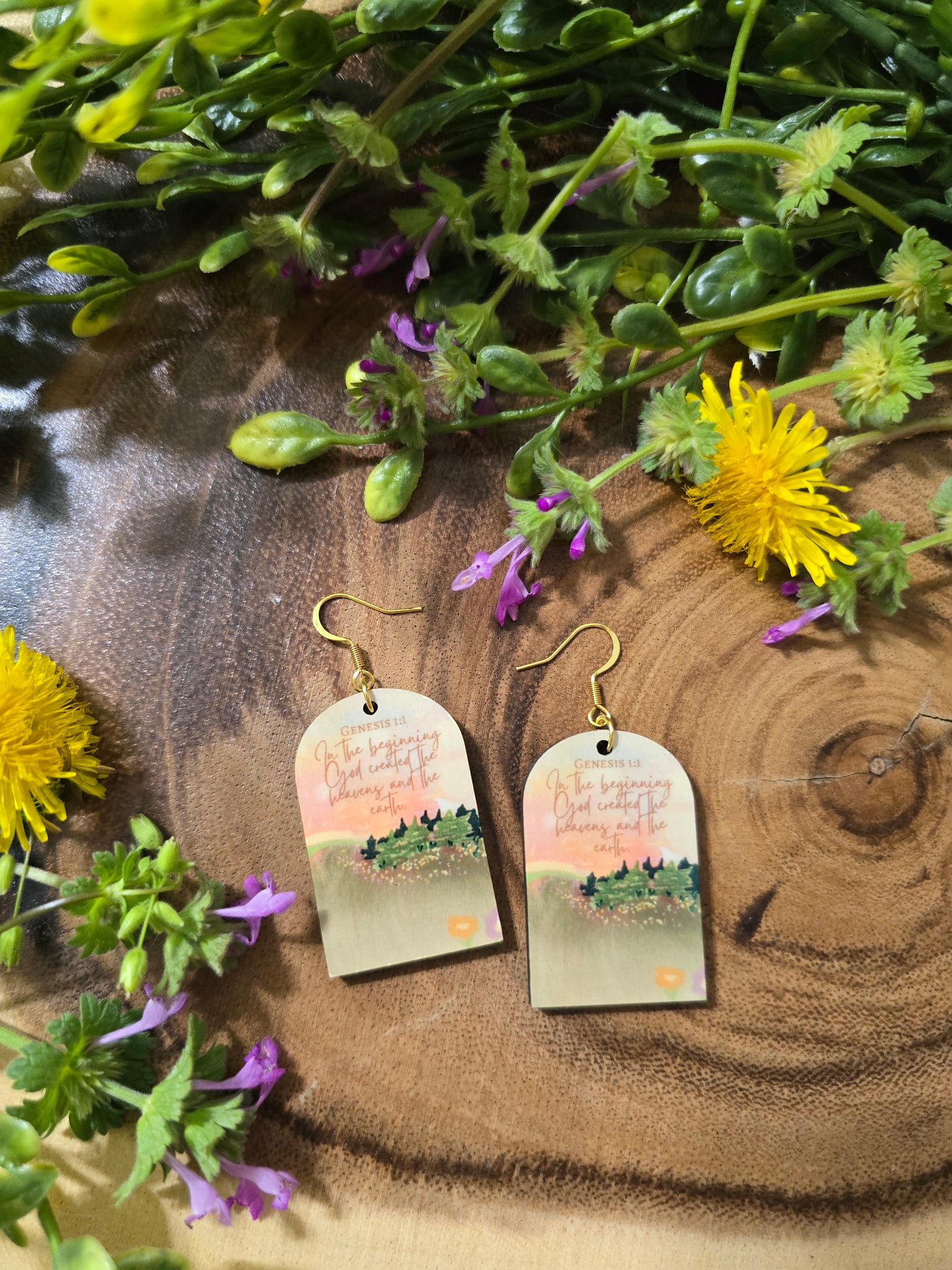 God Created The Heavens & The Earth. Artwork Earrings.