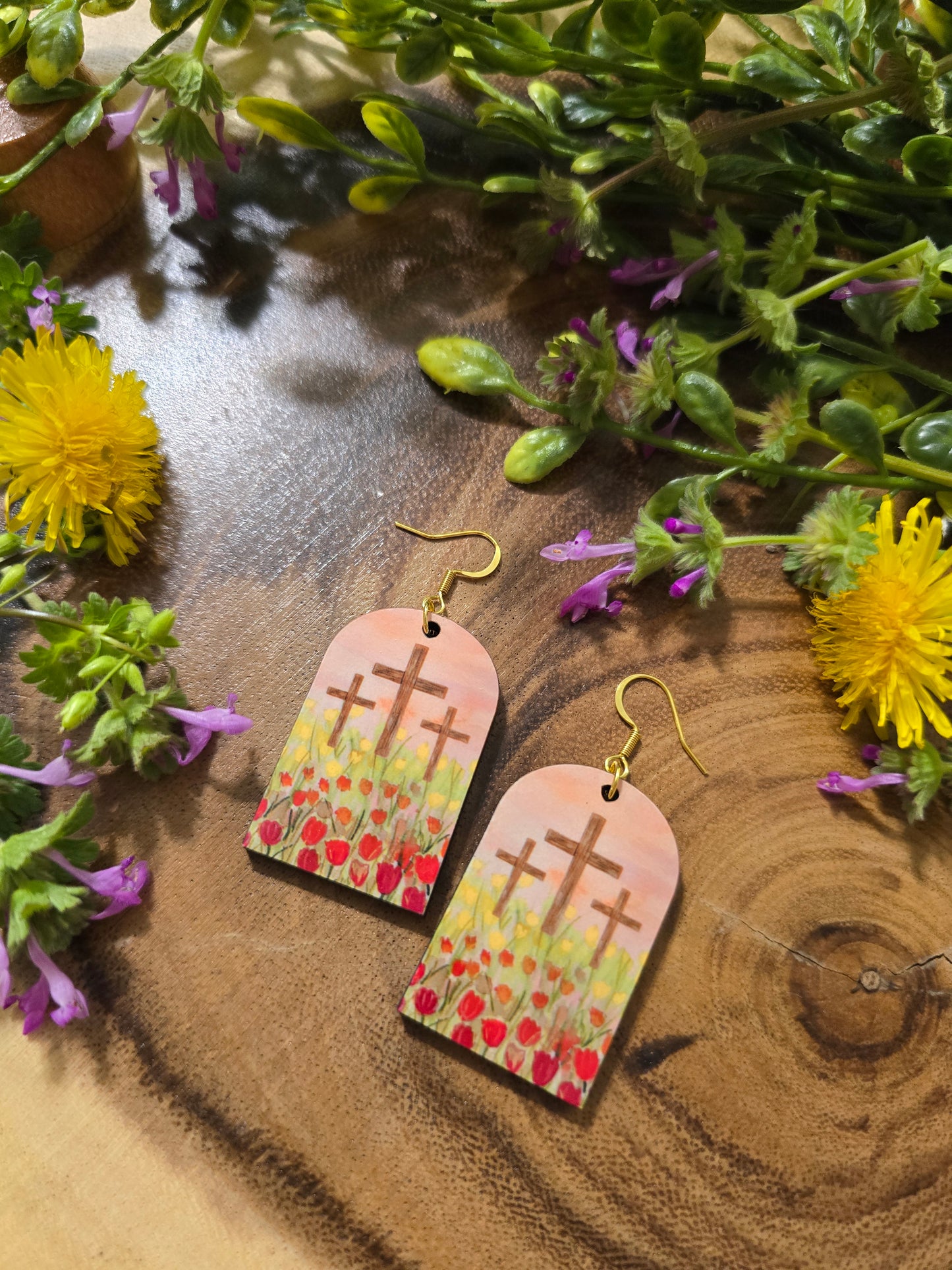 Sunrise Tulips. Artwork Earrings.