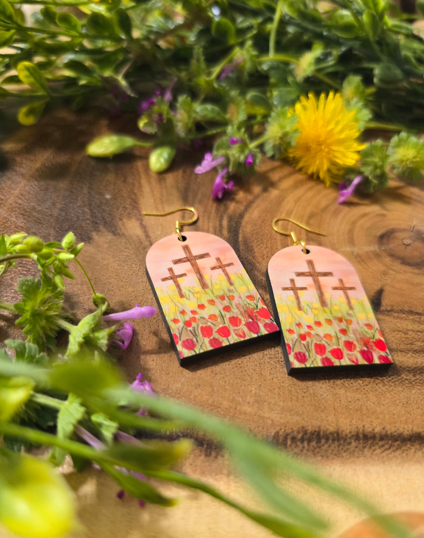 Sunrise Tulips. Artwork Earrings.