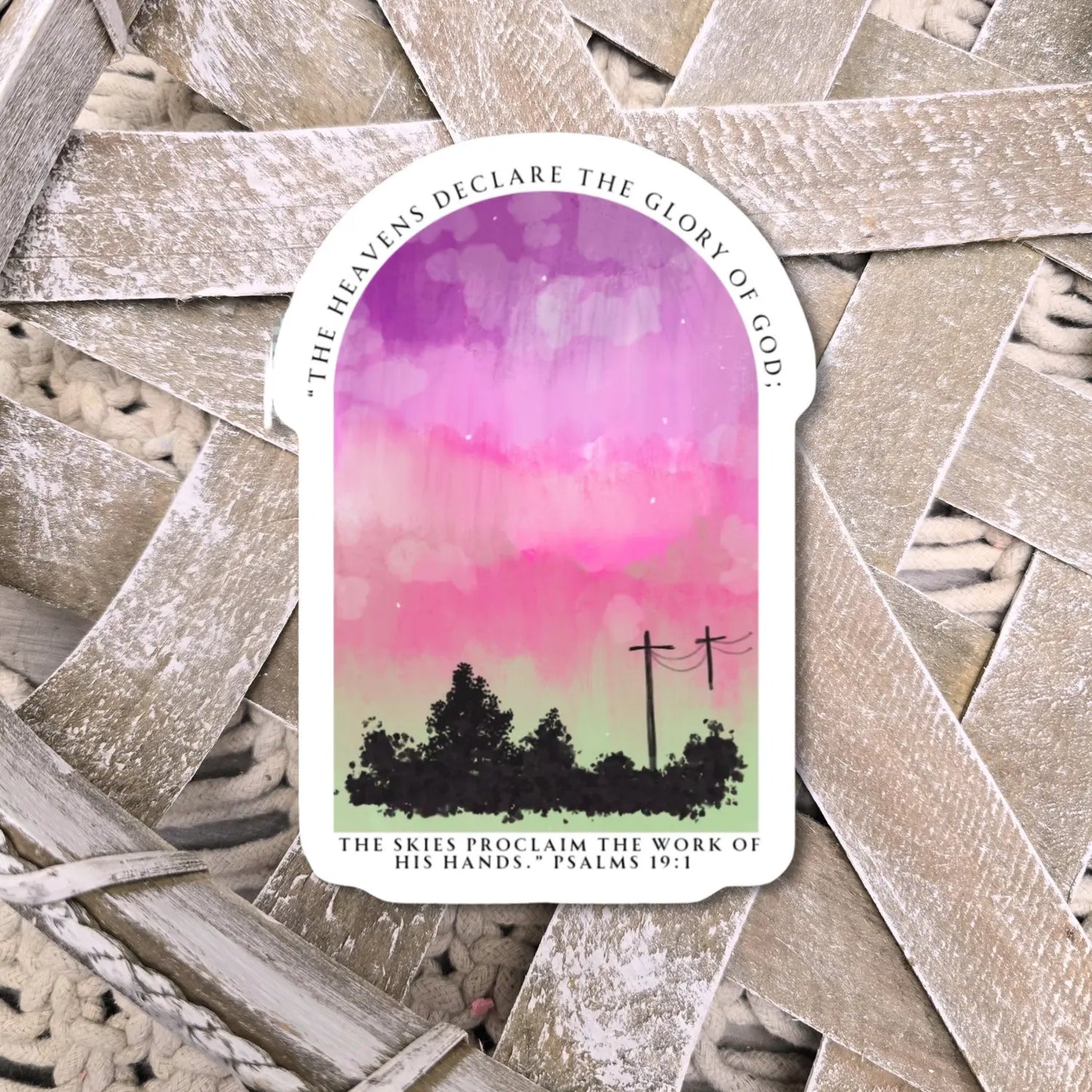 The Heavens Declare The Glory of God. Artwork Vinyl Waterproof Sticker. Honey Bee Mine