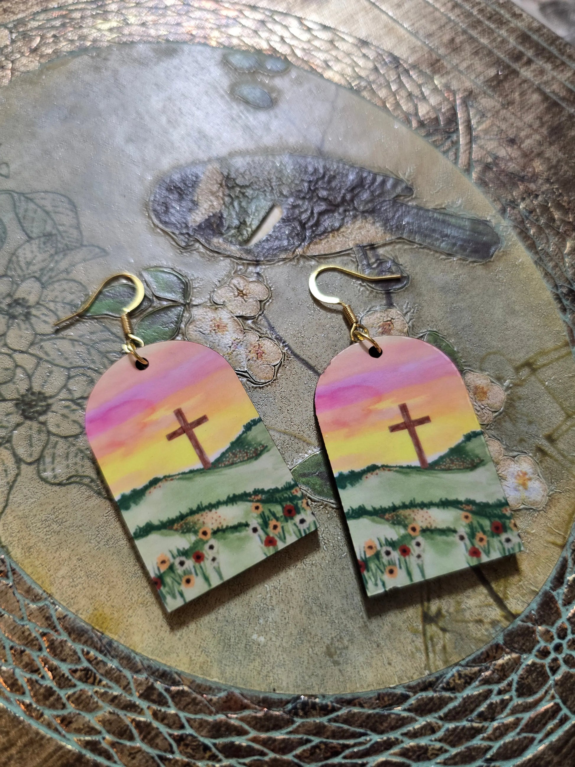 Flower Fields. Artwork Earrings. Honey Bee Mine