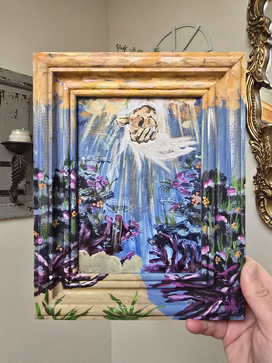 8x10 Beauty At Rock Bottom. Art Print Inside Original Painted Wooden Frame