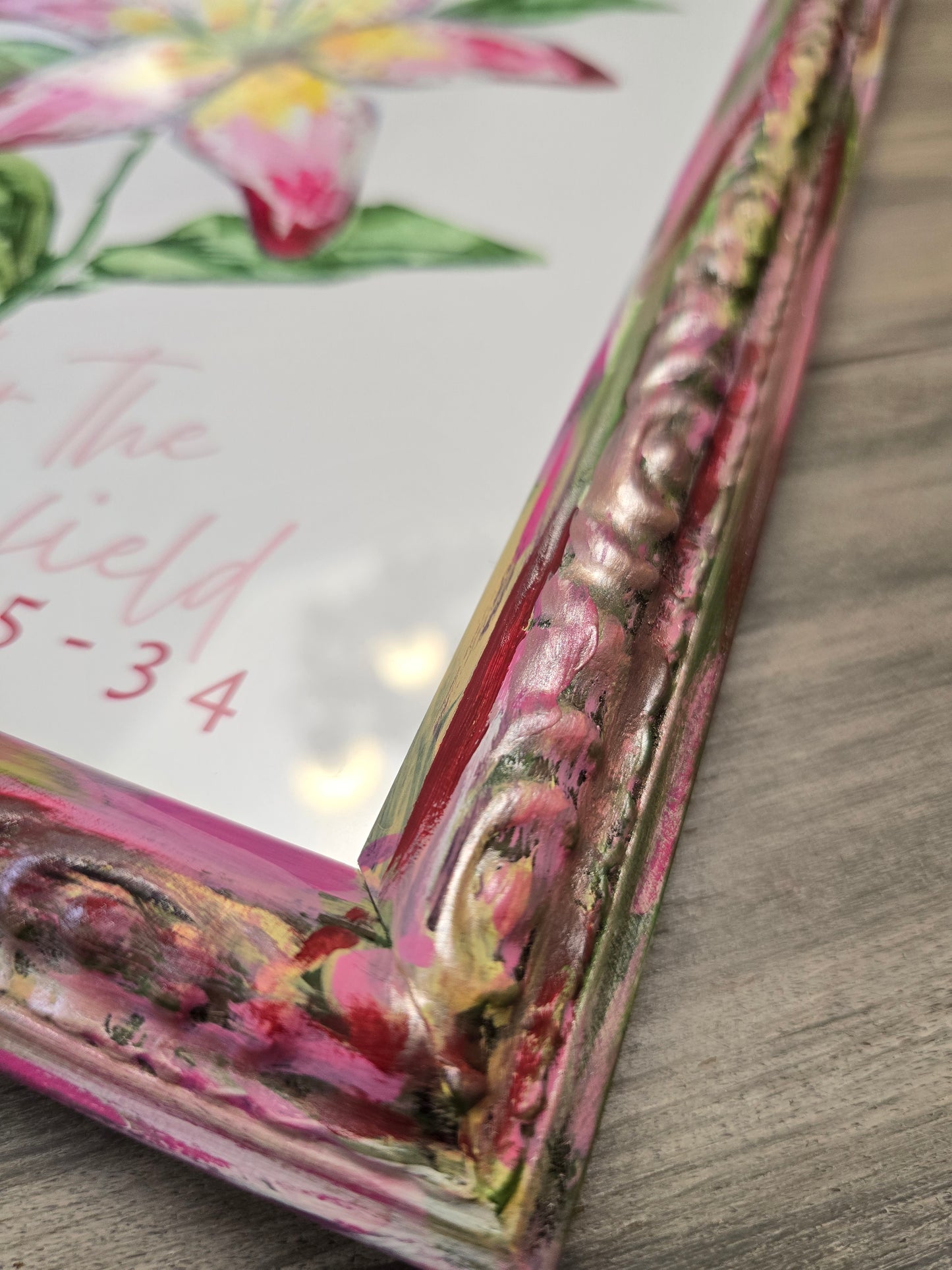 Consider The Lilies.  Print Inside Painted Frame