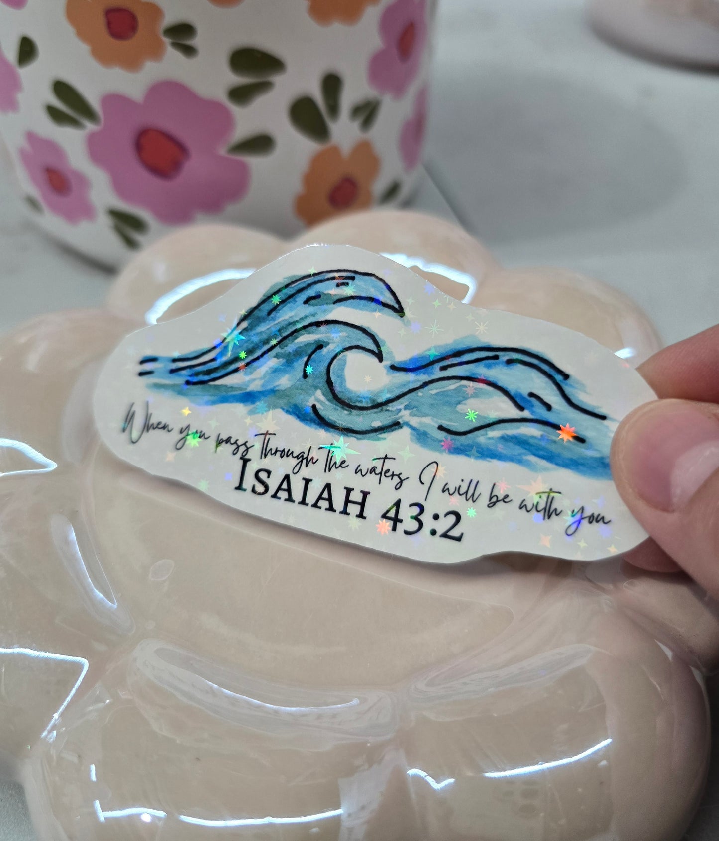 When You Pass Through The Waters. Vinyl Artwork Waterproof Sticker.
