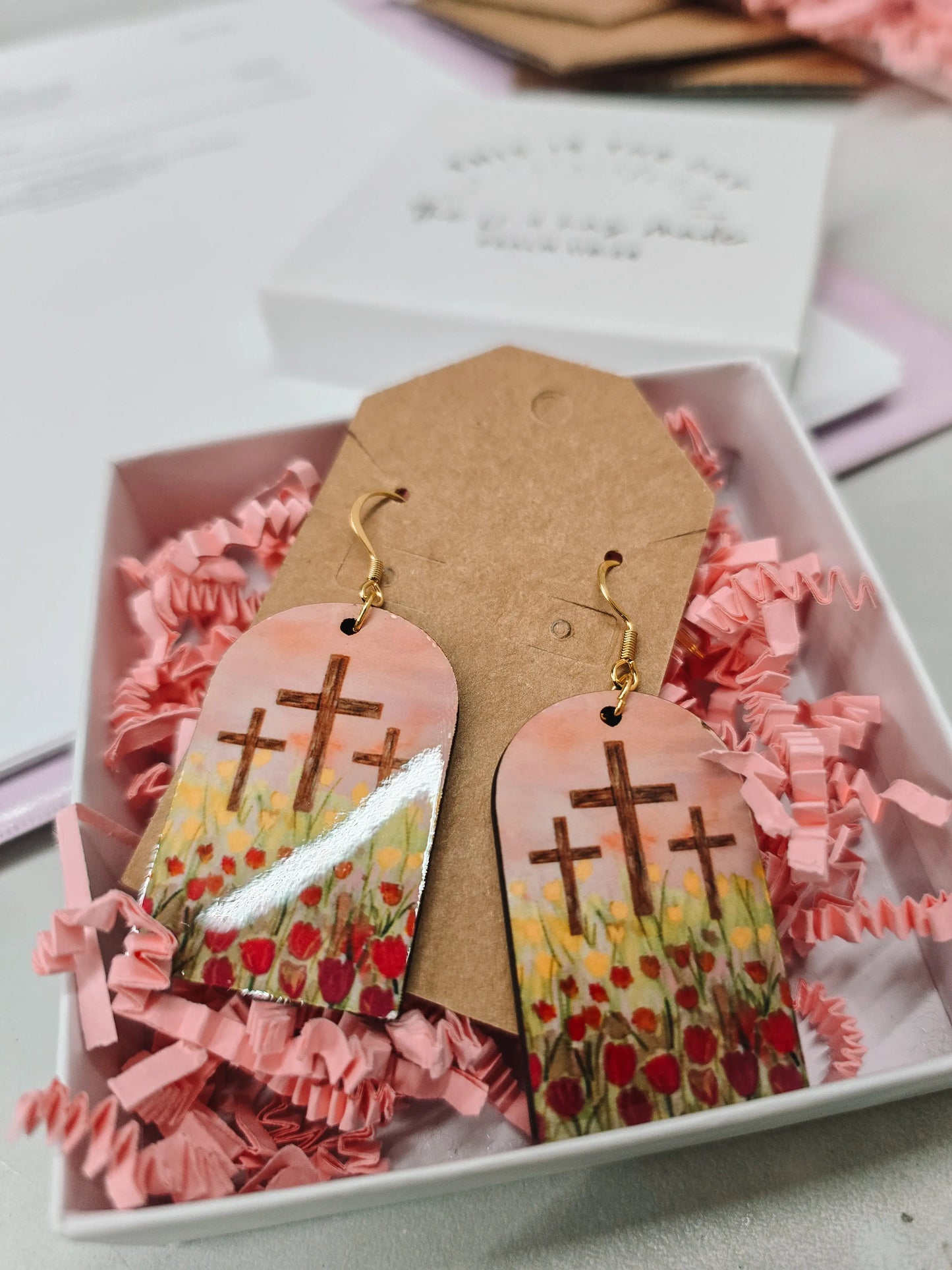 Sunrise Tulips. Artwork Earrings. Honey Bee Mine