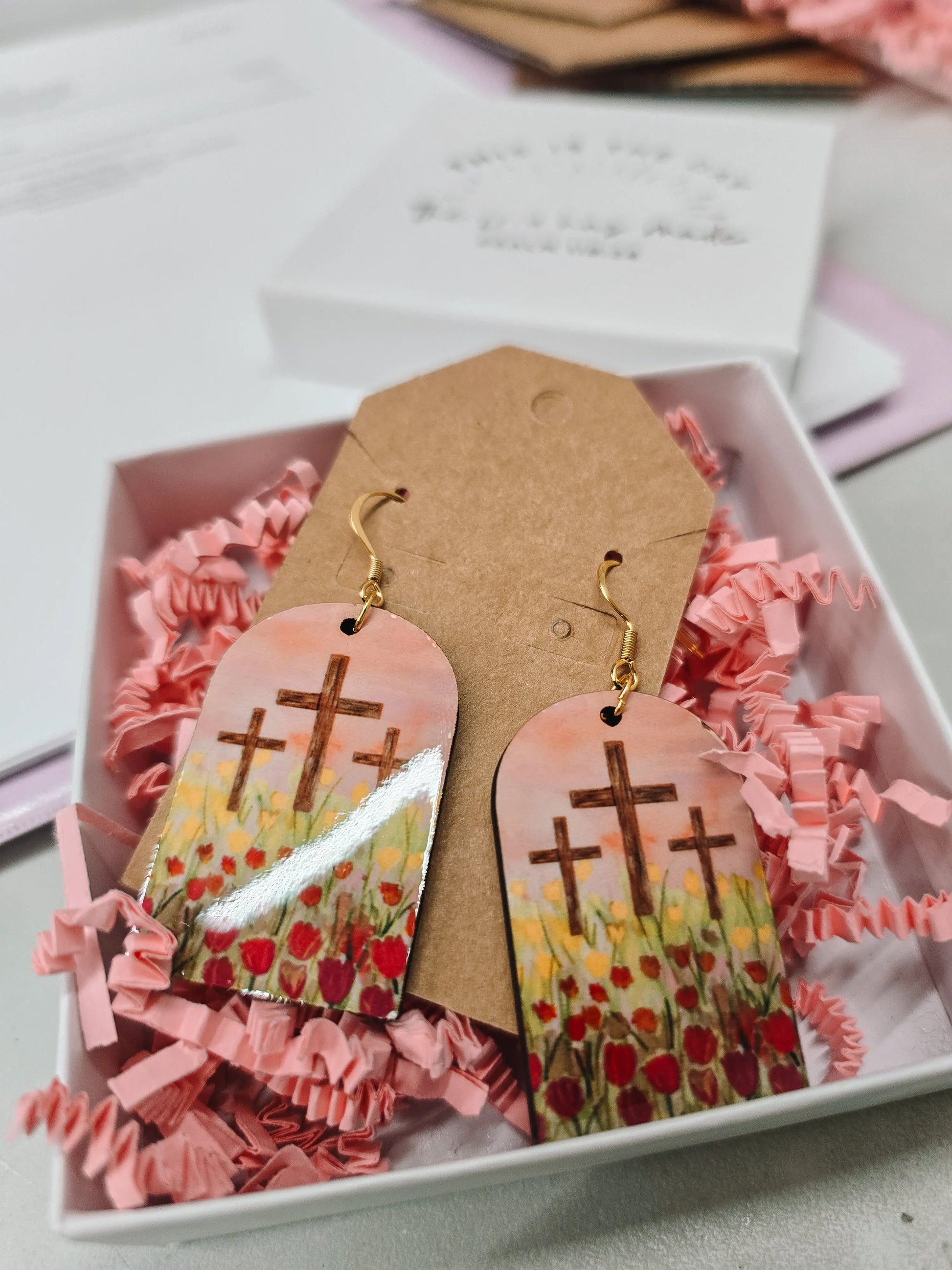 Sunrise Tulips. Artwork Earrings. Honey Bee Mine