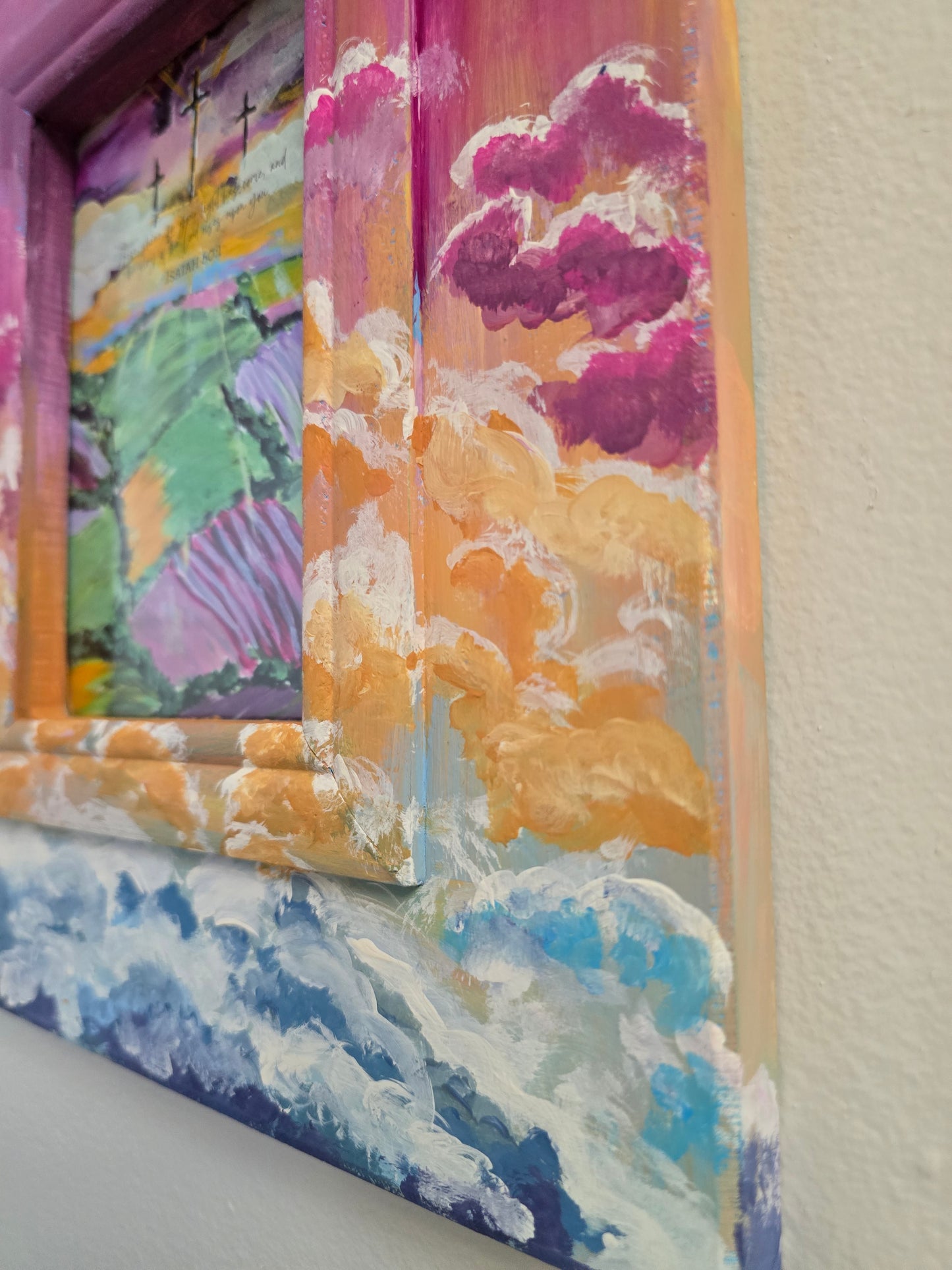 11x13in. Arise and Shine. Print Inside Orignal Painted Wooden Frame.