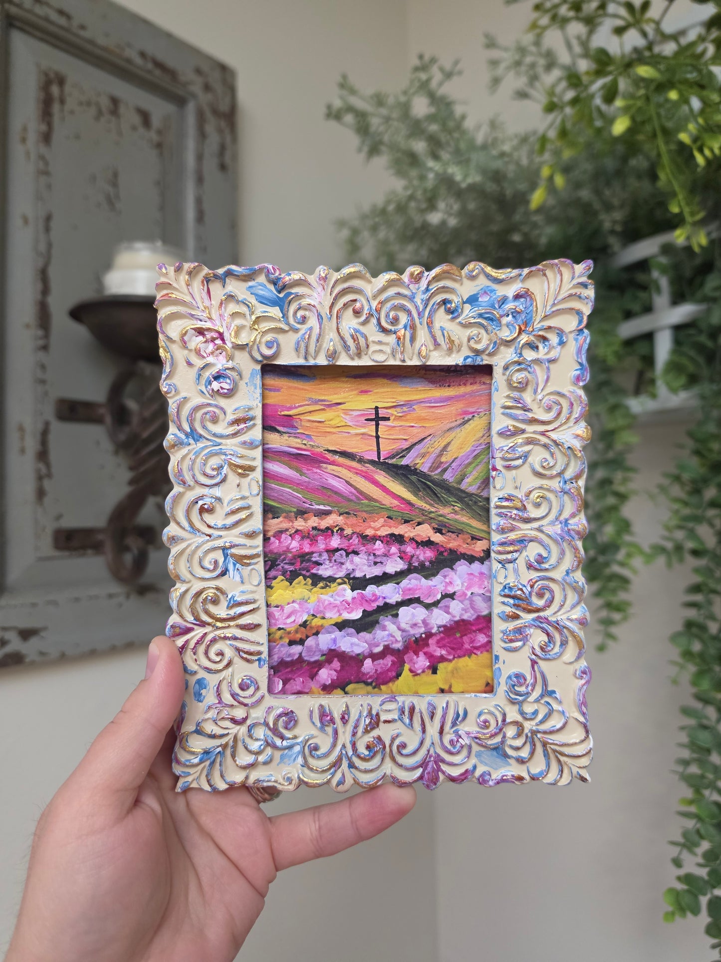 Come Near To God. He Will Come Near To You. Print Inside Hand Painted Frame.