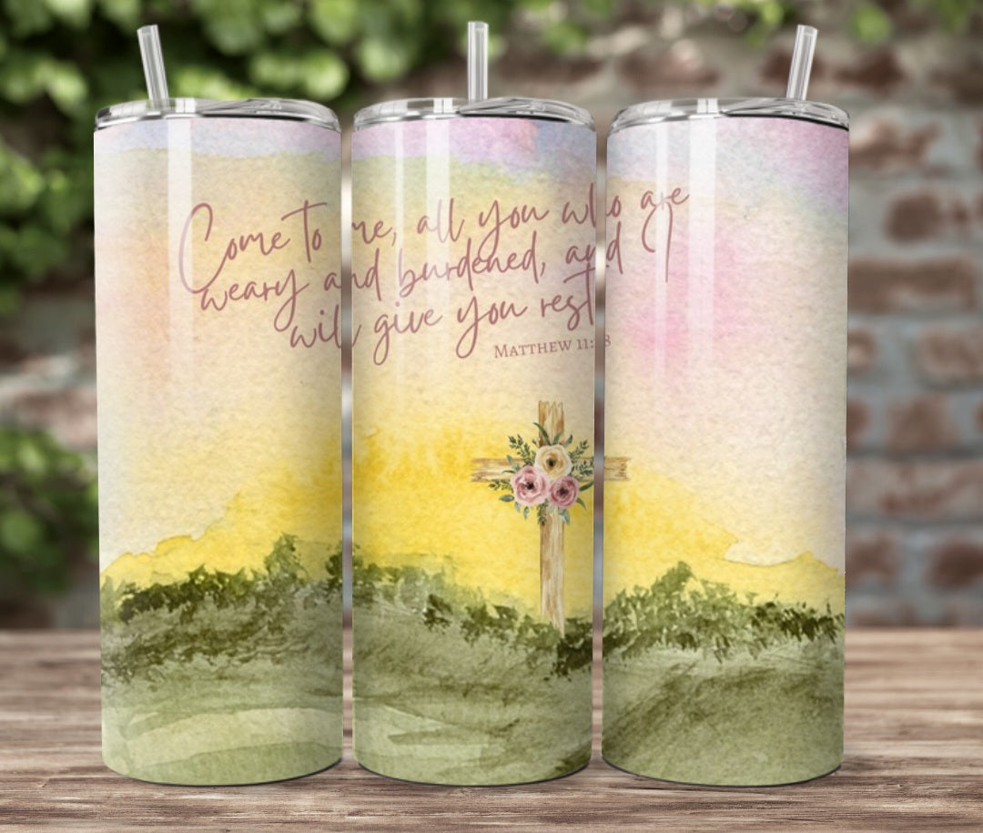 20oz. I Will Give You Rest. Artwork Tumbler.