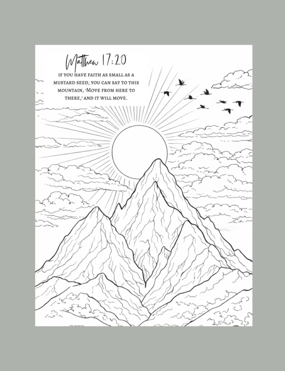 Faith Can Move Mountains Individual Coloring Page.