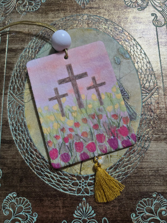 Tulip Fields Artwork Hanging Car Charm/Air Freshener. Honey Bee Mine