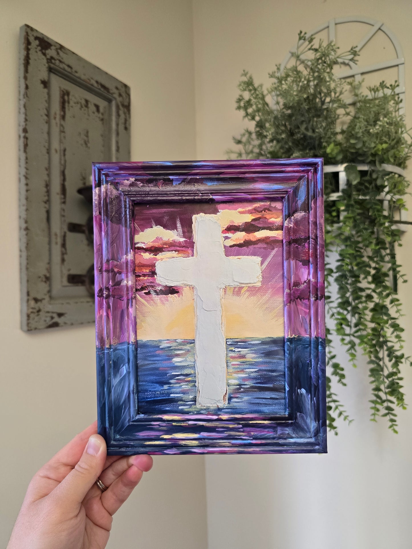 Washed With Pure Water. Print Inside Original Painted Wooden Frame.