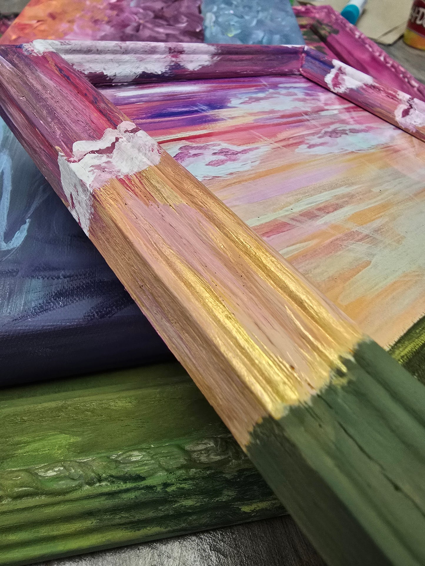 8.5x6.5in From Sunrise to Sunset His Name is To Be Praised. Print Inside Orignal Painted Wooden Frame.