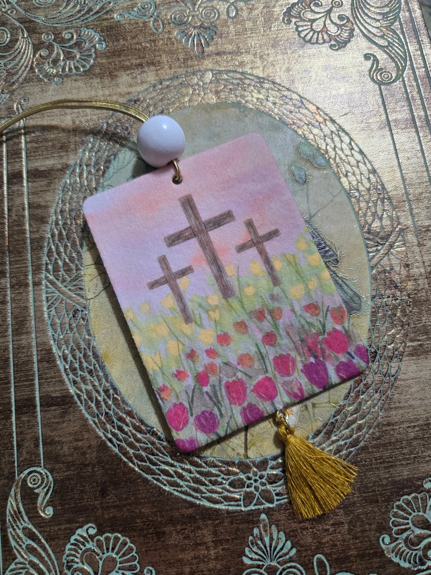 Tulip Fields Artwork Hanging Car Charm/Air Freshener. Honey Bee Mine