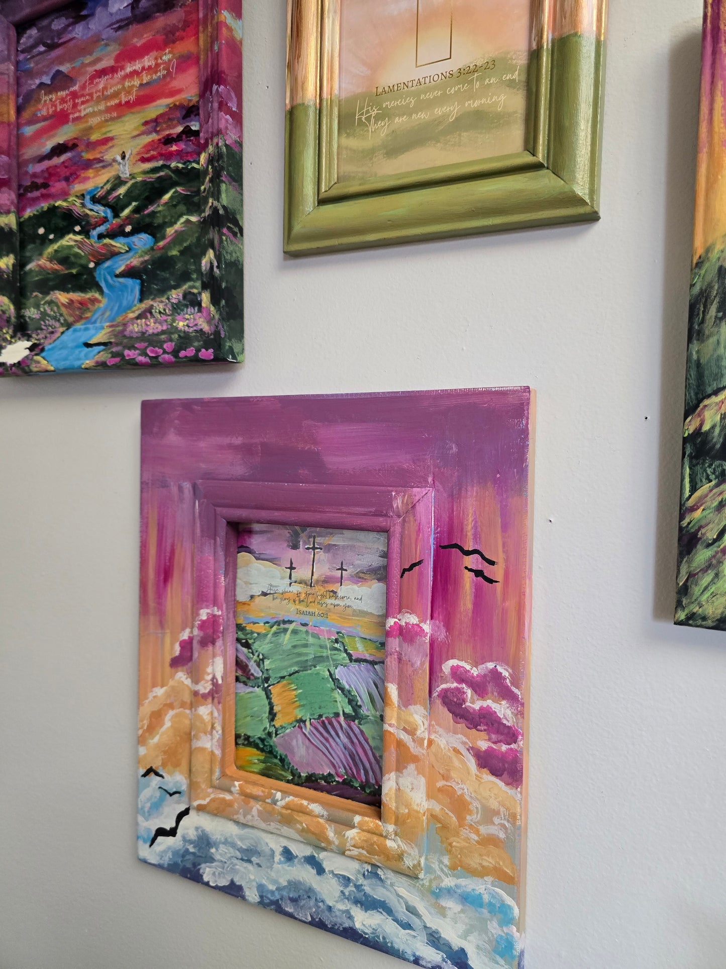 11x13in. Arise and Shine. Print Inside Orignal Painted Wooden Frame.