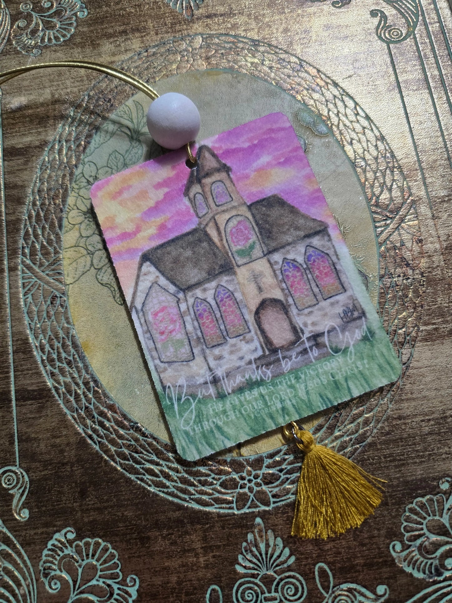 But Thanks Be To God. Artwork Hanging Car Charm/Air Freshener. Honey Bee Mine