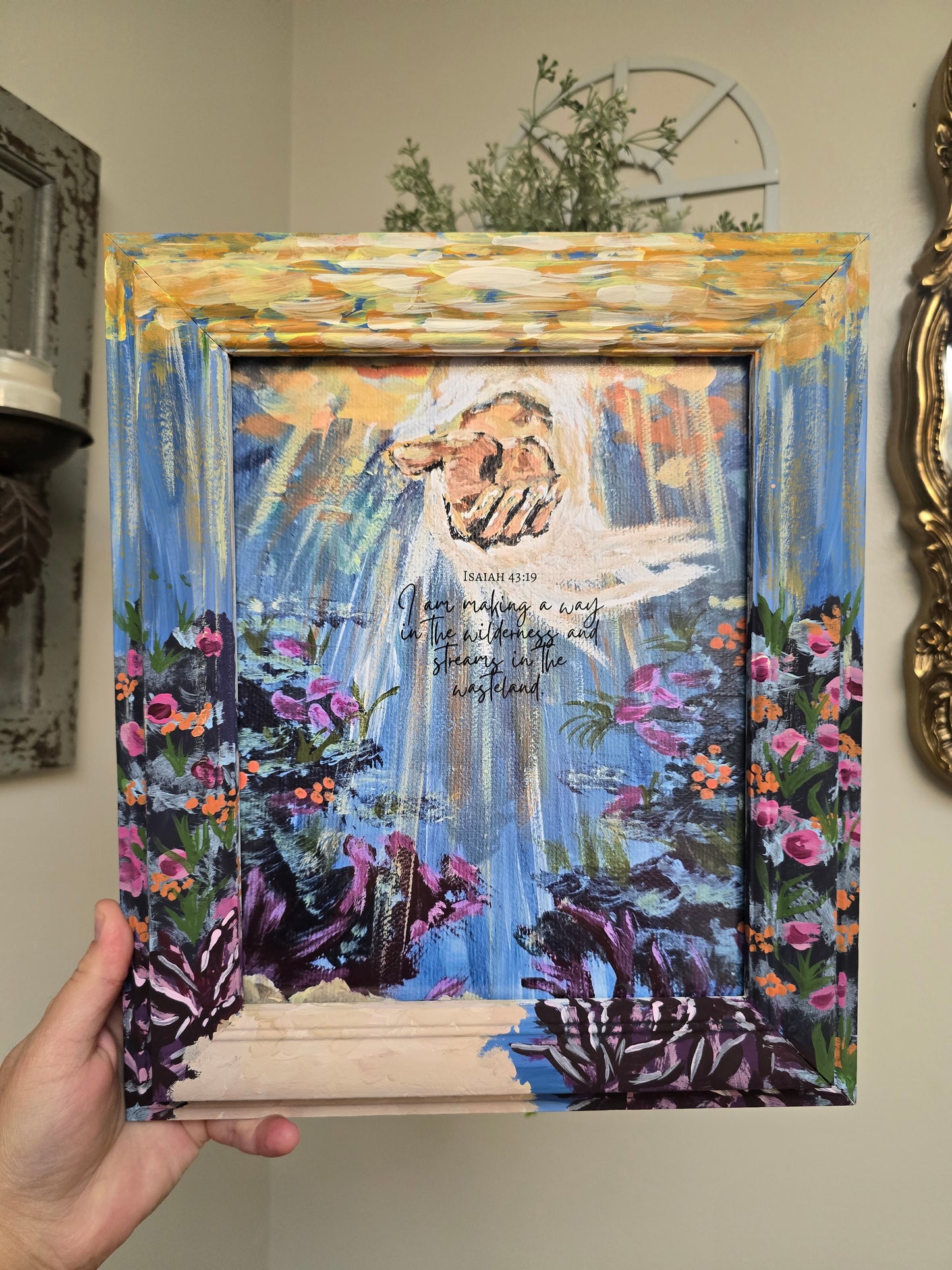 11x13in Beauty At Rock Bottom. Print Inside Original Painted Frame.