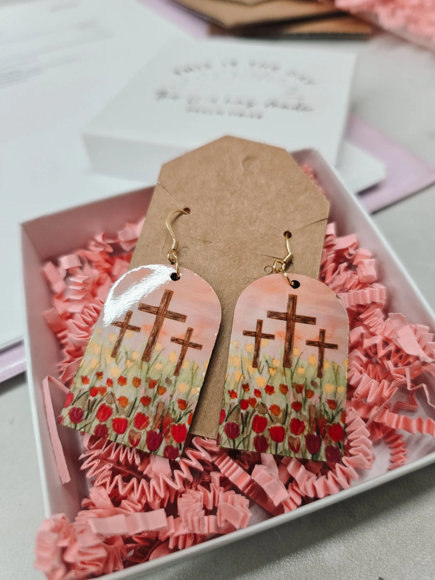 Sunrise Tulips. Artwork Earrings. Honey Bee Mine