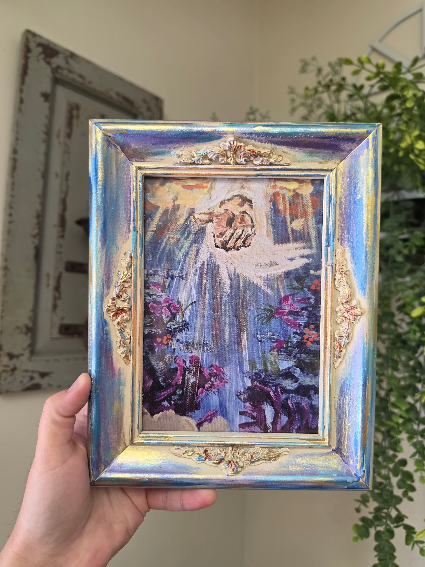 Beauty At Rock Bottom. Print Inside Handmade Painted Frame.