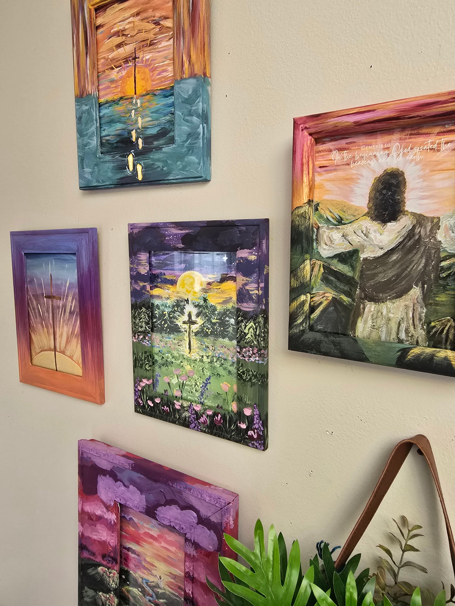 8.5x6.5in From Sunrise to Sunset His Name is To Be Praised. Print Inside Orignal Painted Wooden Frame.