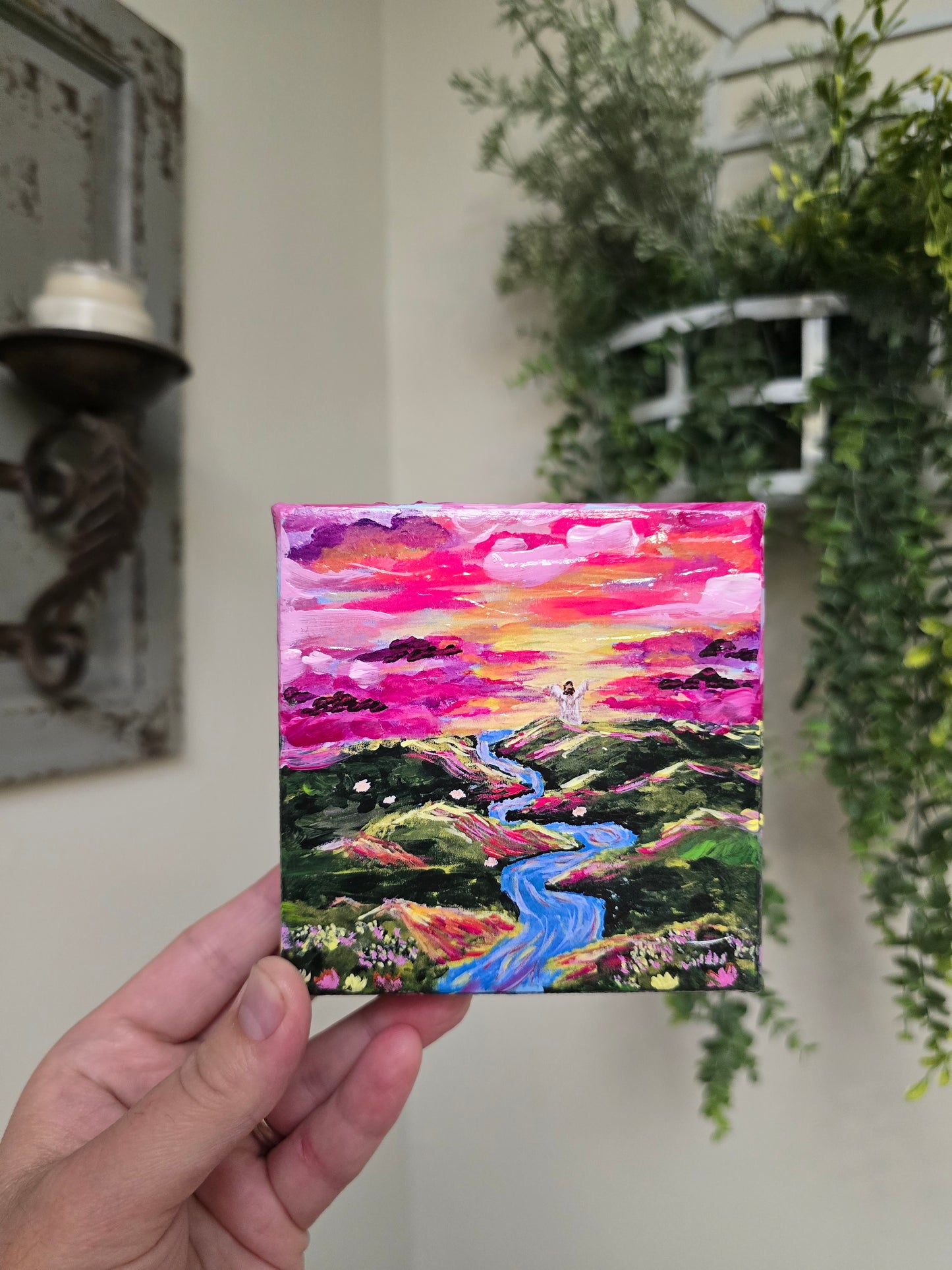 Living Waters. Wrapped Canvas Mini Textured Art Print.