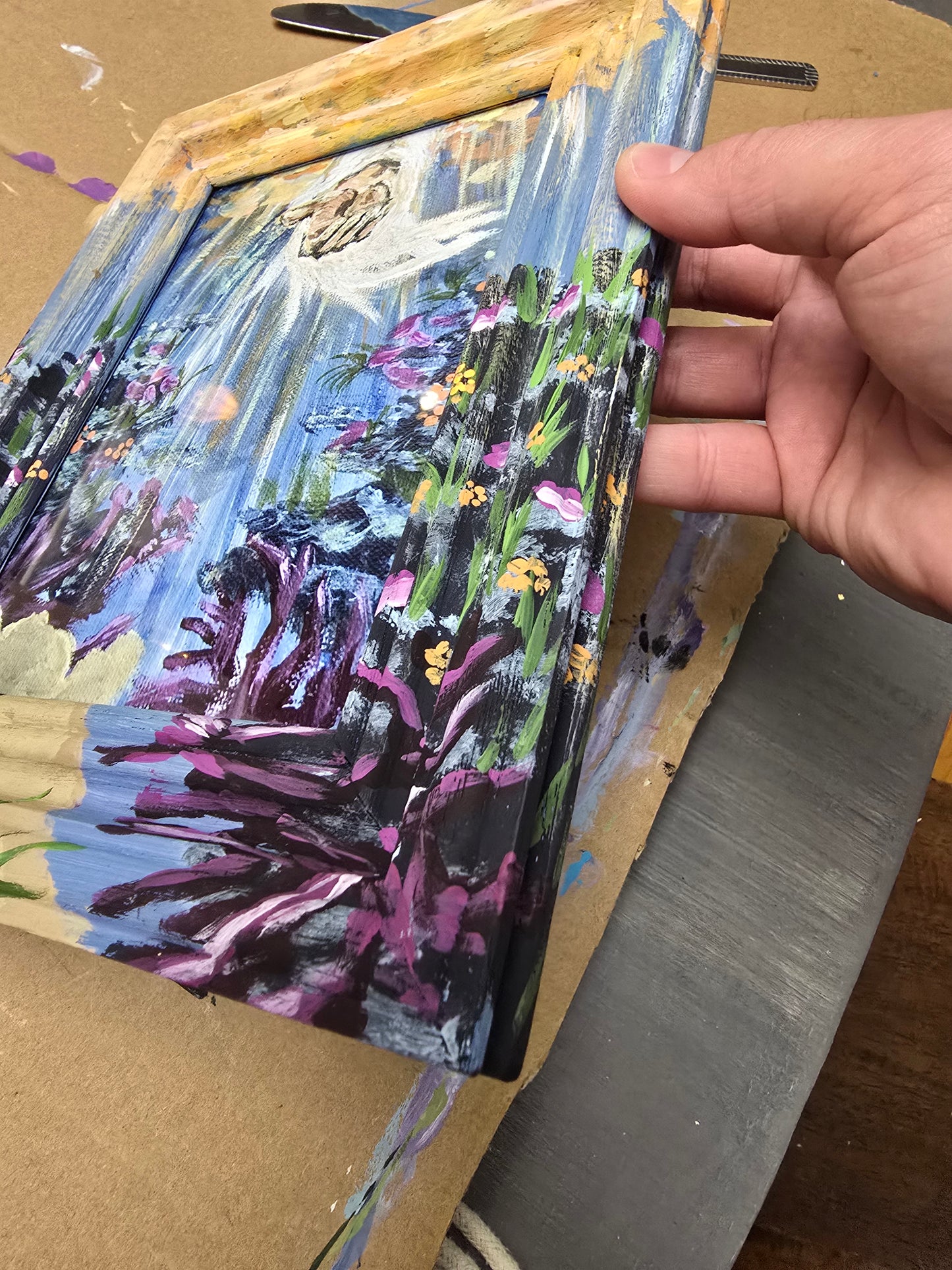 8x10 Beauty At Rock Bottom. Art Print Inside Original Painted Wooden Frame