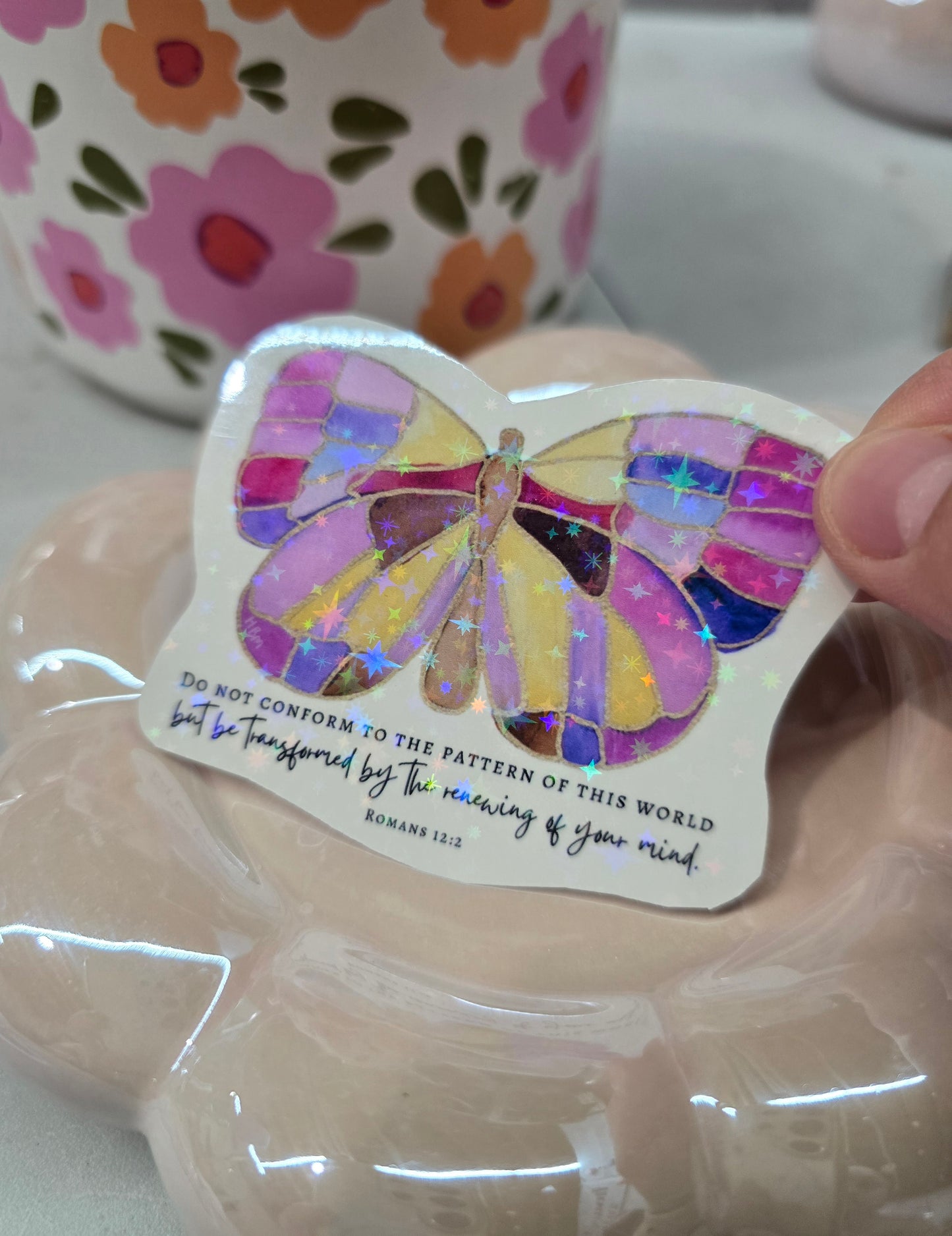 Be Transformed Stained Glass Butterfly. Artwork Vinyl Waterproof Sticker.