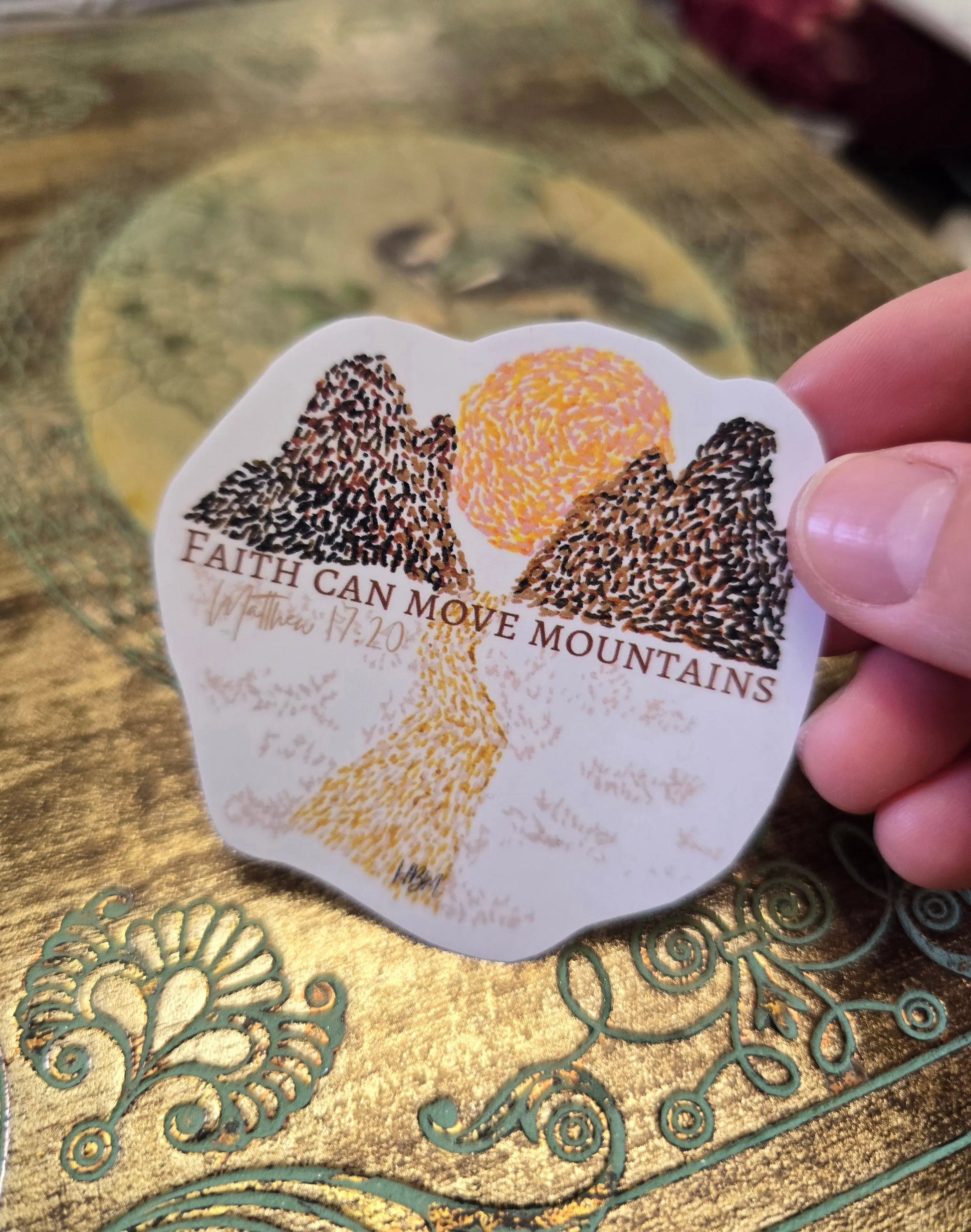 Faith Can Move Mountains. Vinyl Artwork Waterproof Sticker. Honey Bee Mine