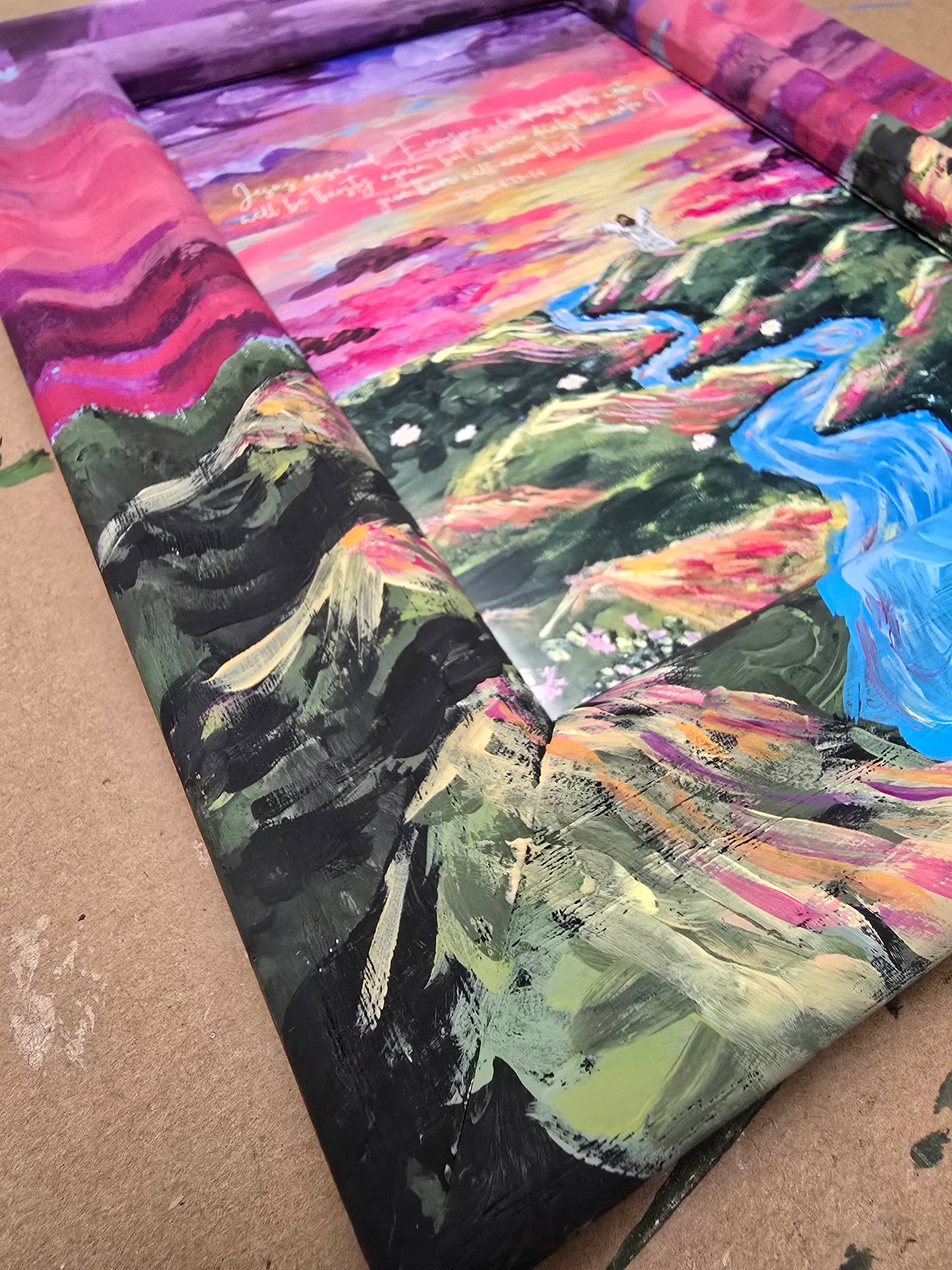 8x10 Living Waters. Art Print Inside Original Painted Wooden Frame