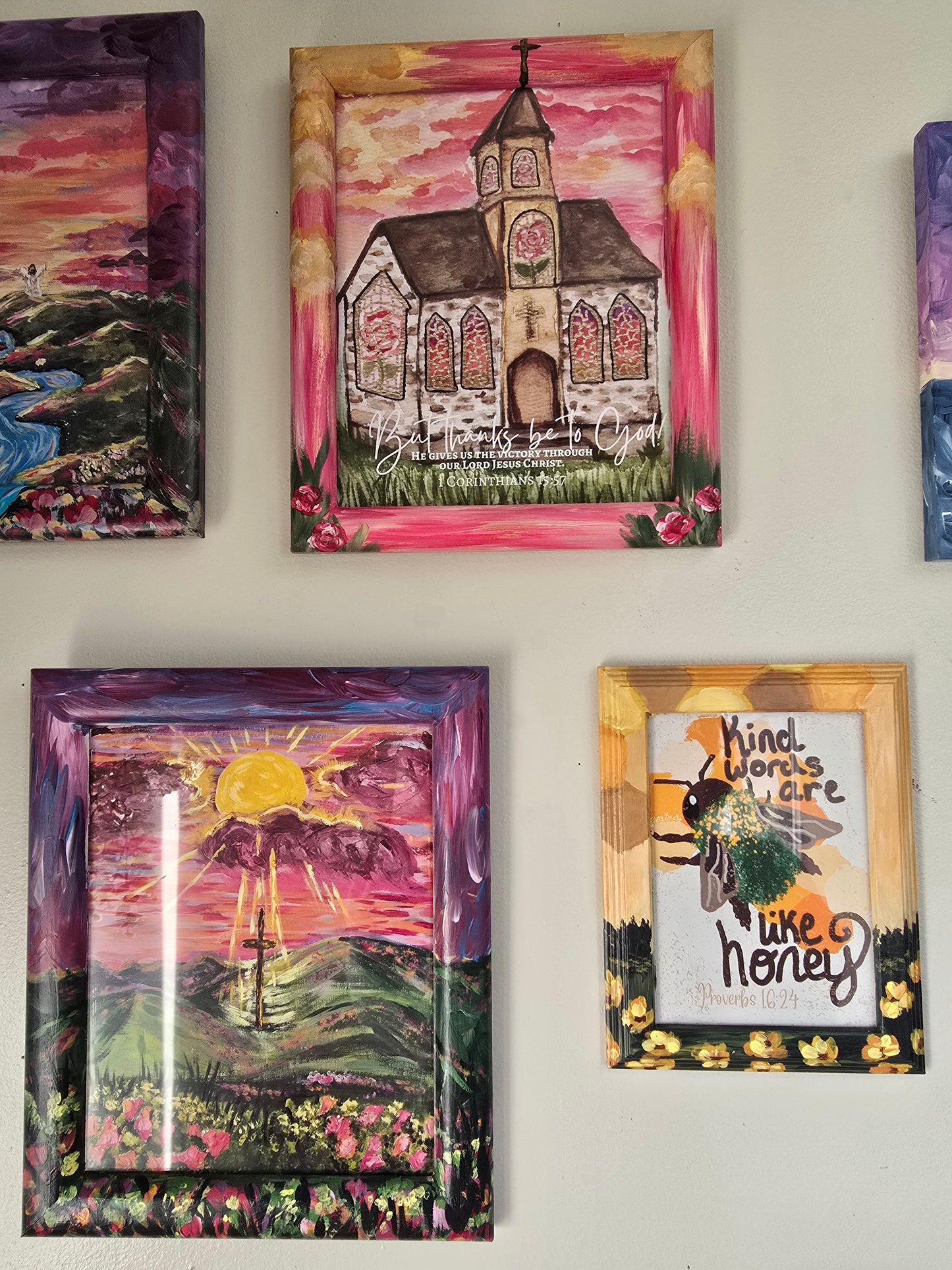 For By Him All Things Were Created. Art Print Inside Painted Wooden Frame.