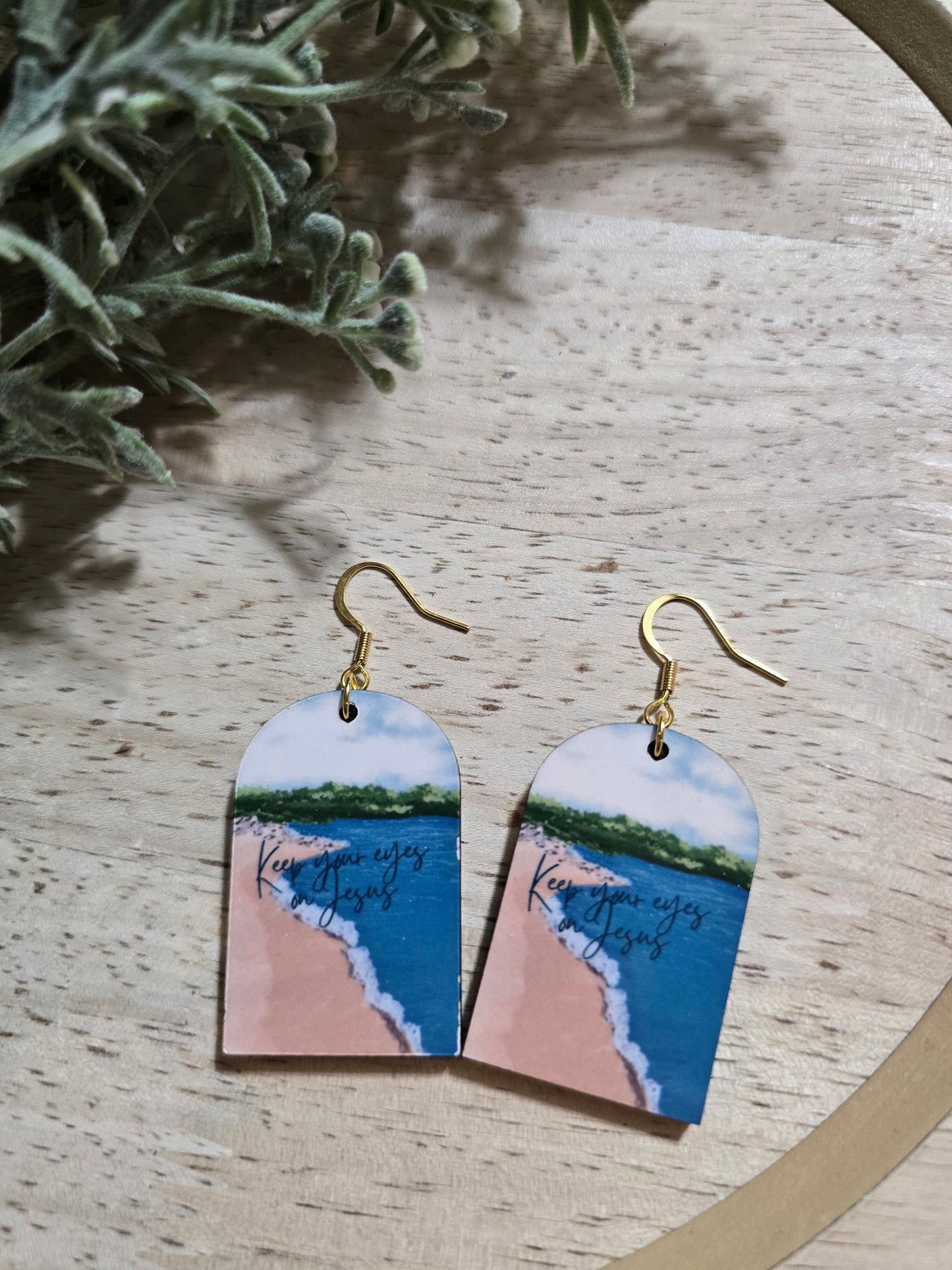 Keep Your Eyes On Jesus. Artwork Earrings.