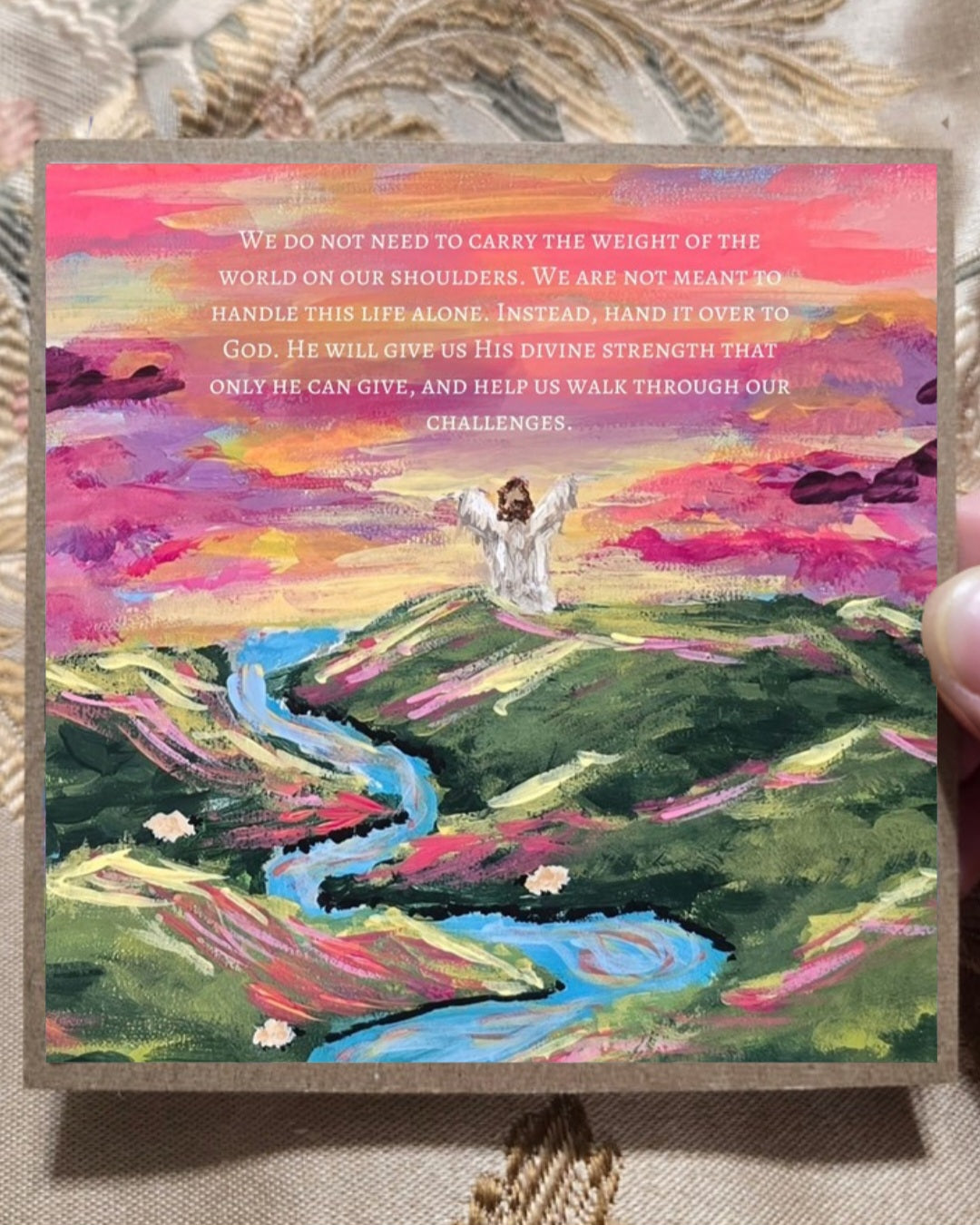 Christian Encouragment Artwork Card. Hand It To God.