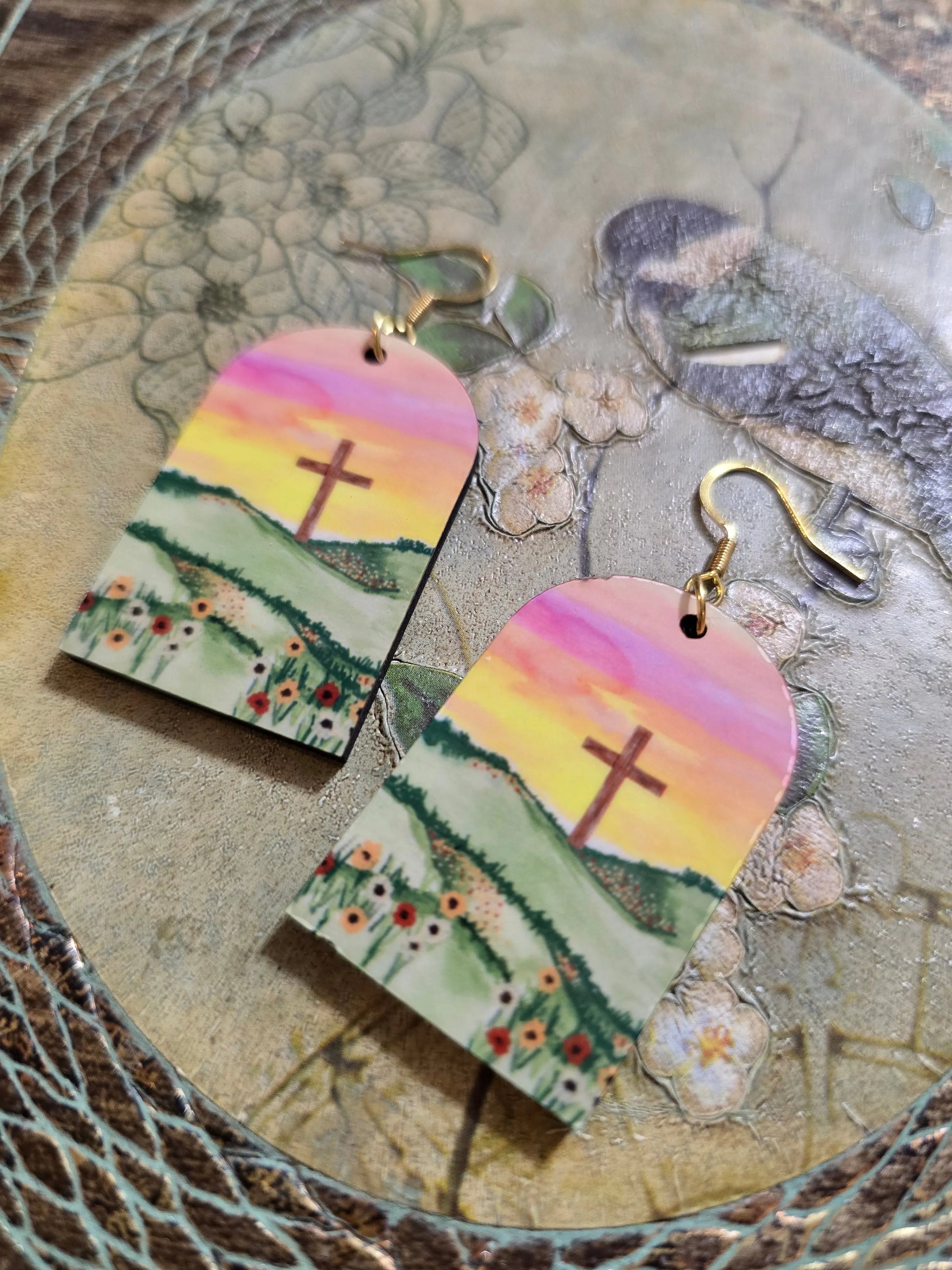 Flower Fields. Artwork Earrings. Honey Bee Mine