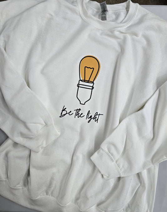 Size 3X. Be The Light. White Crewneck Sweatshirt.