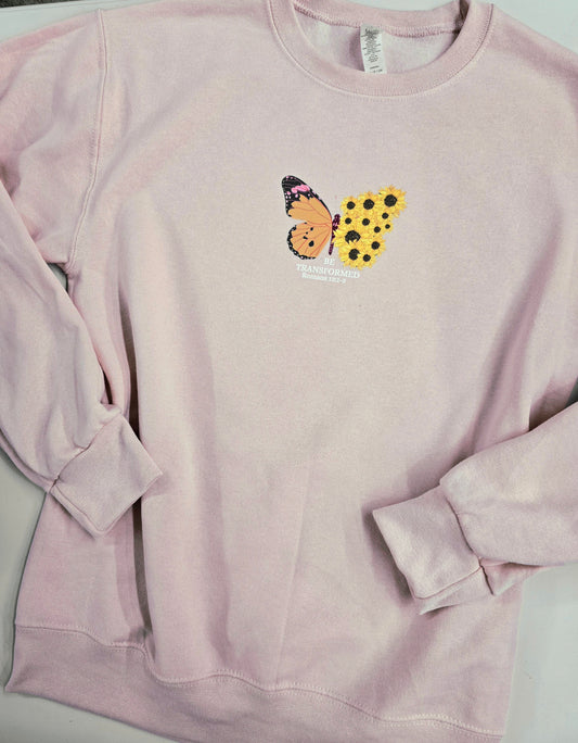 Size Small. Be Transformed. Pale Petal Pink Crewneck Sweatshirt.