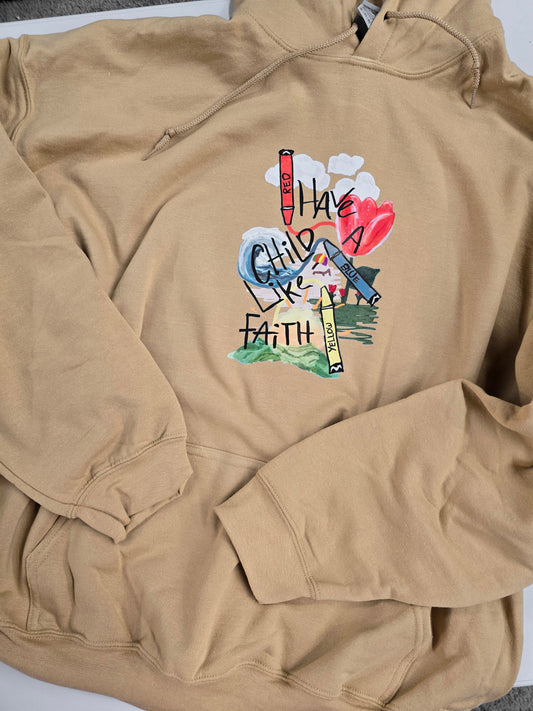 Size 2XL. Child Like Faith. Vintage Sandstone Hoodie.