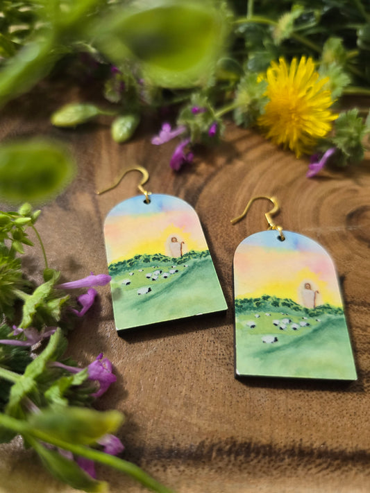 The Lord is My Shepherd. Artwork Earrings.