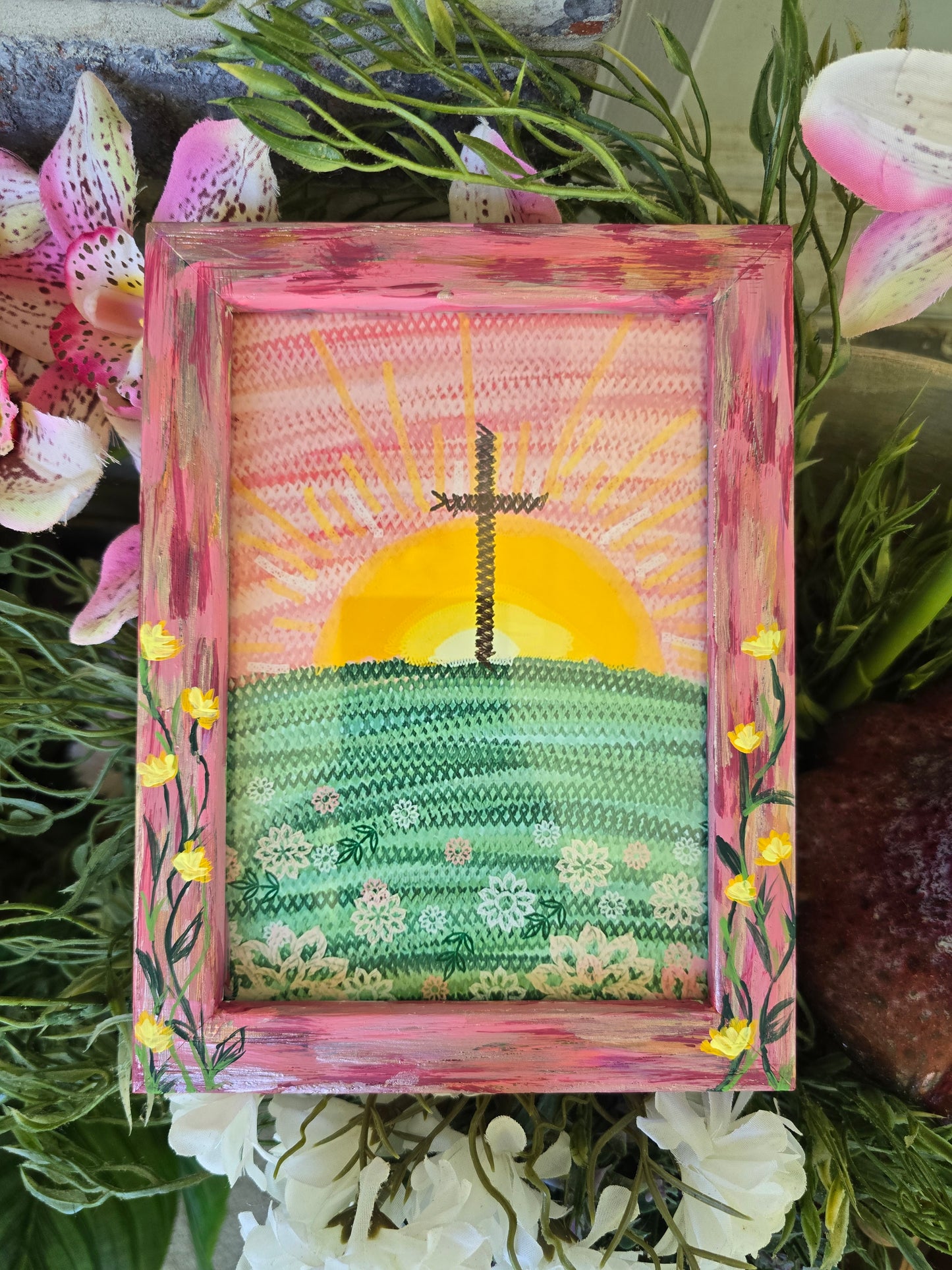 6x8in. Knit Together. Psalm 139:13. Print Inside Original Painted Frame.