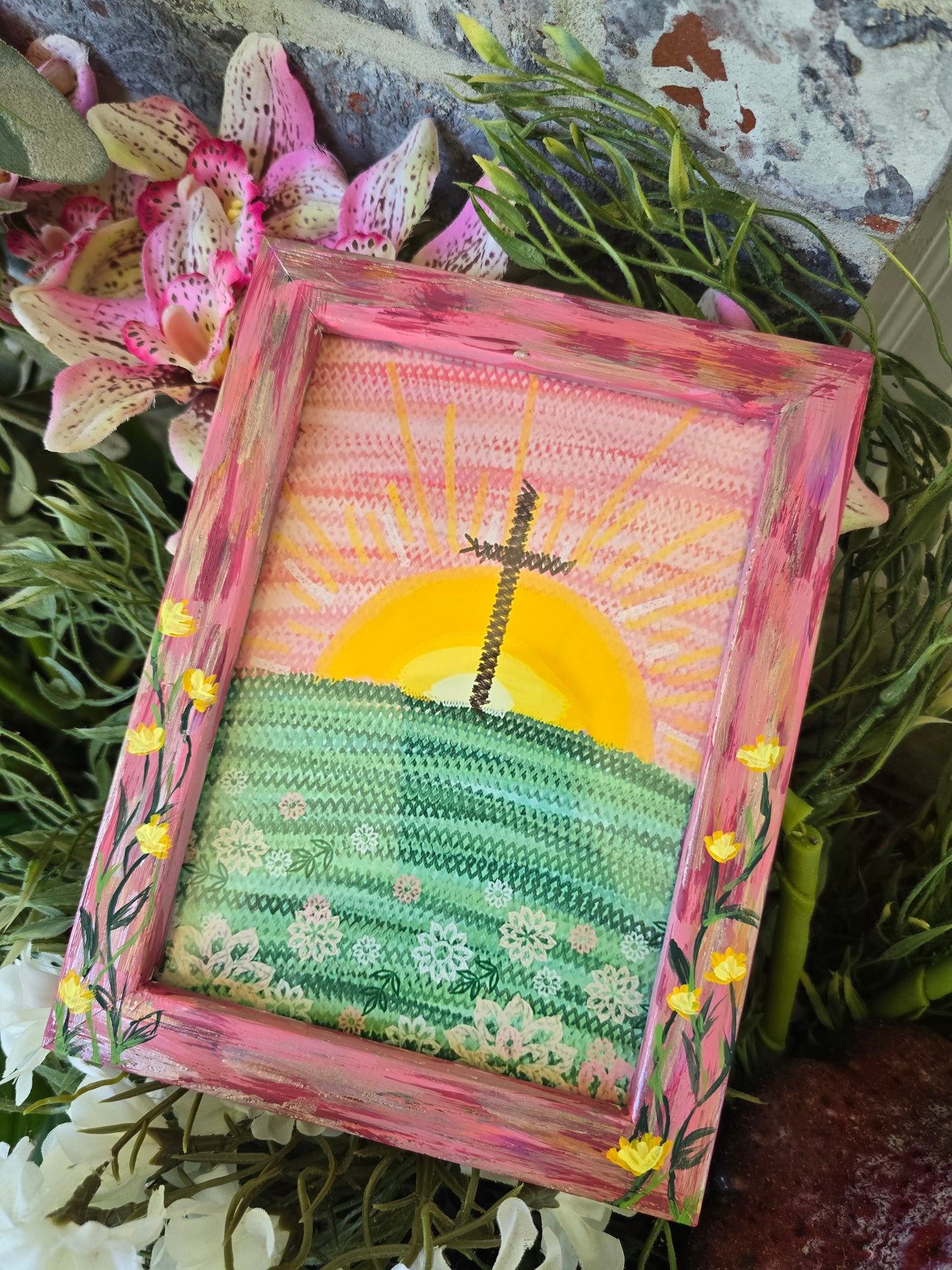 6x8in. Knit Together. Psalm 139:13. Print Inside Original Painted Frame.