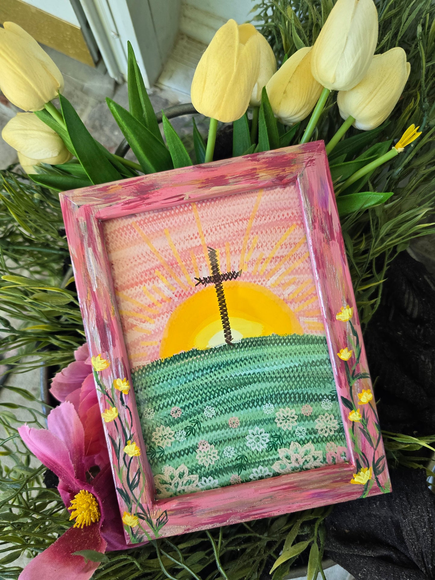 6x8in. Knit Together. Psalm 139:13. Print Inside Original Painted Frame.