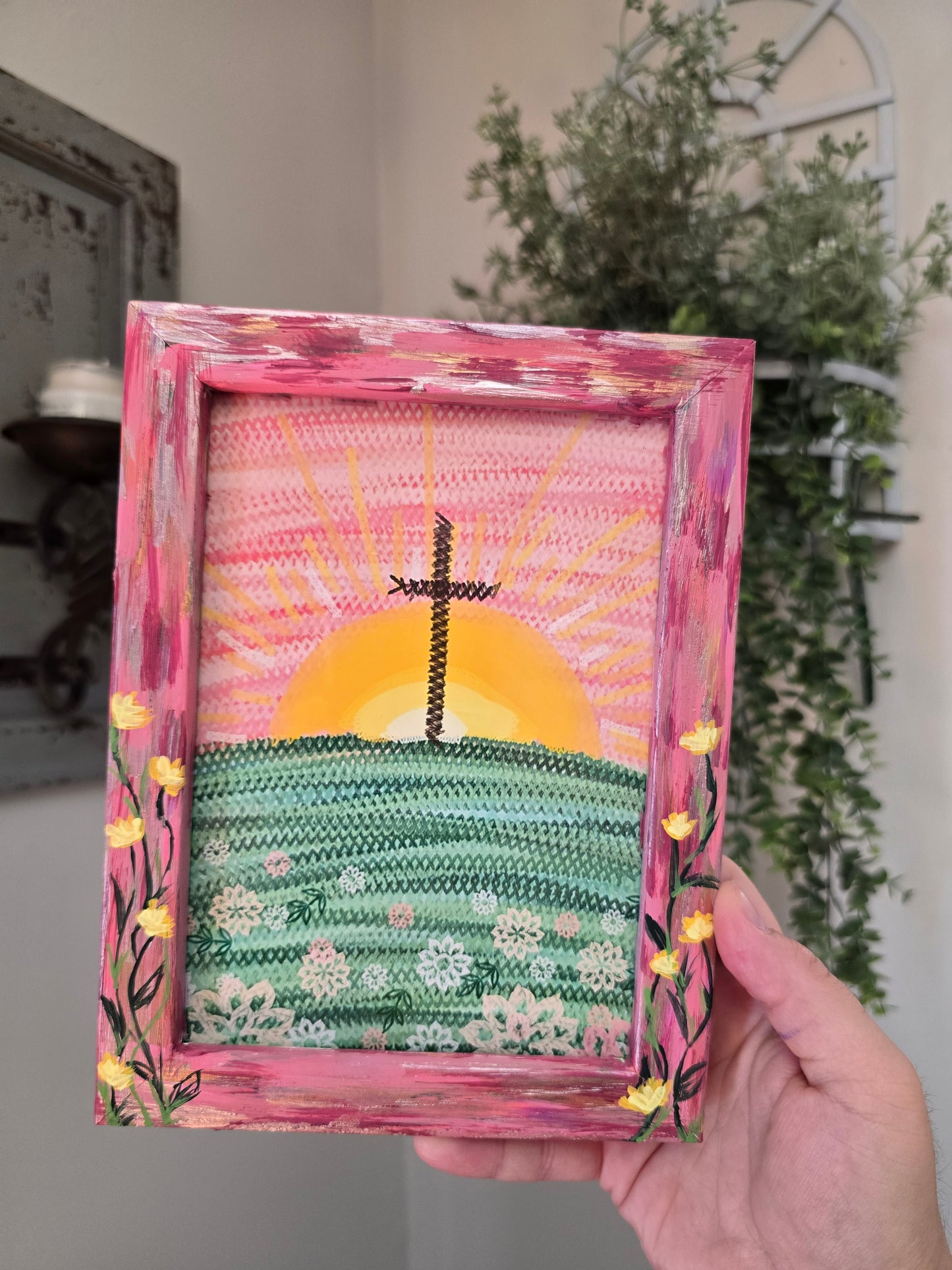 6x8in. Knit Together. Psalm 139:13. Print Inside Original Painted Frame.