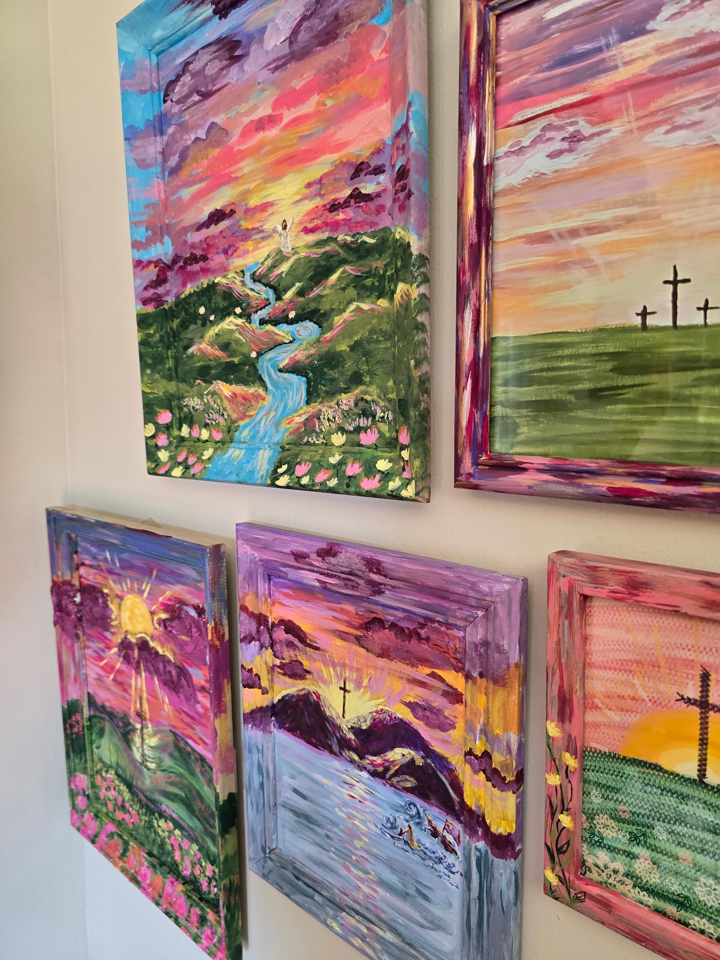 9.5x11.5in From Sunrise To Sunset His Name is To Be Praised. Print Inside Original Painted Frame.