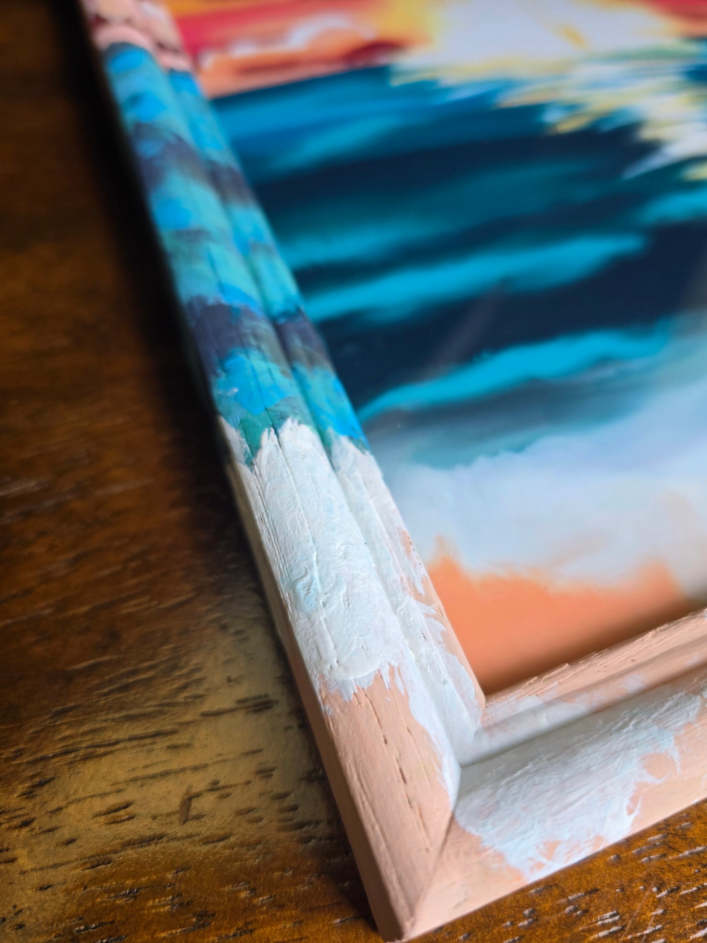 9x11in He Calms The Sea. Print Inside Original Painted Frame.