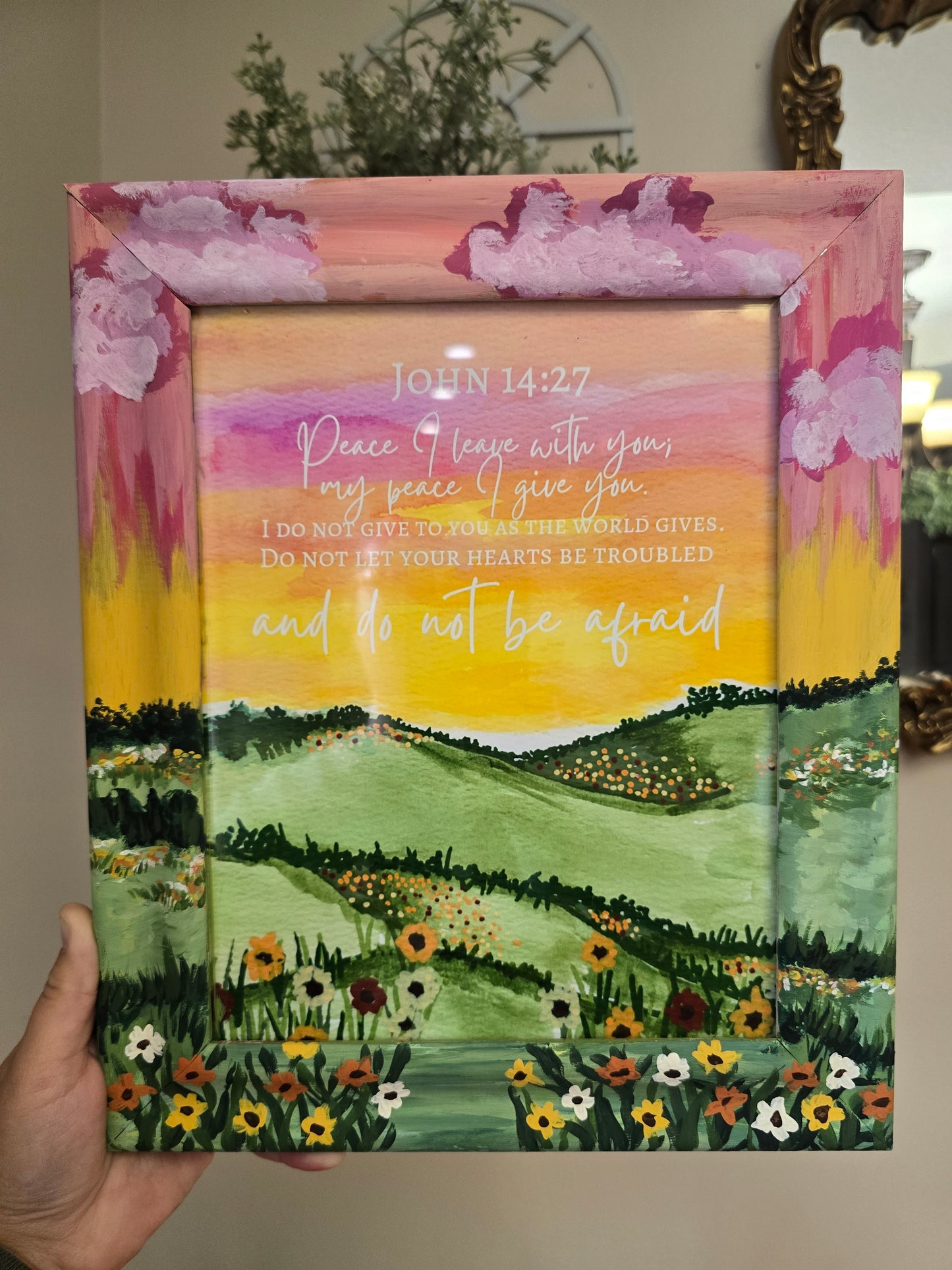 10.5x12in Peace Beyond Understanding. Print Inside Original Painted Frame.