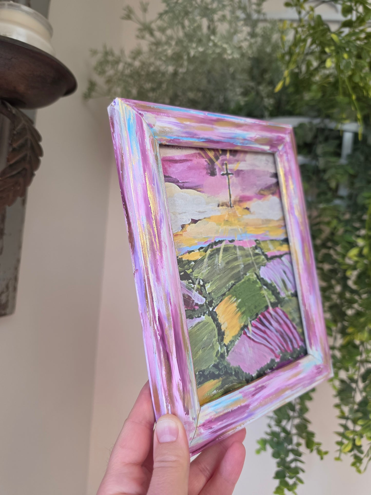 6.5x8.5n. Arise and Shine. Print Inside Orignal Painted Wooden Frame.