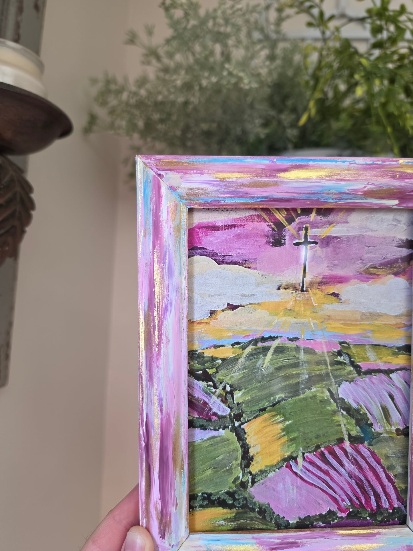 6.5x8.5n. Arise and Shine. Print Inside Orignal Painted Wooden Frame.
